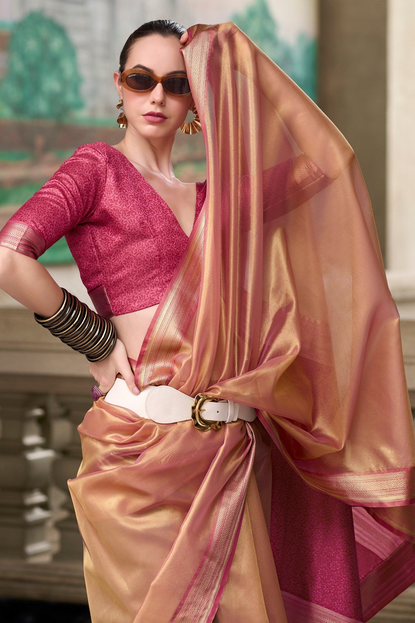 MySilkLove Tacao Brown Handloom Tissue Saree