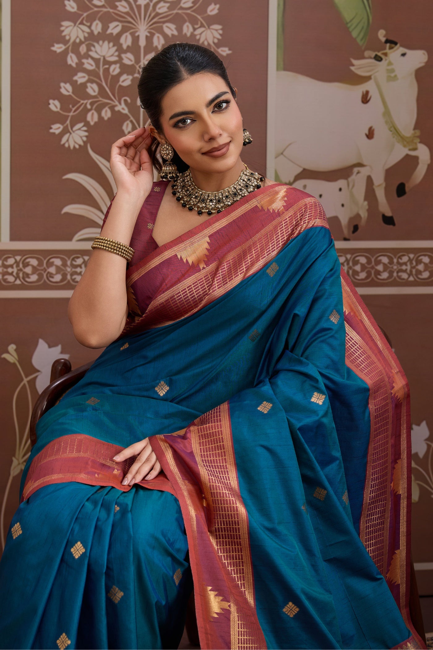 MySilkLove Vista Blue Handloom Tussar Silk Saree