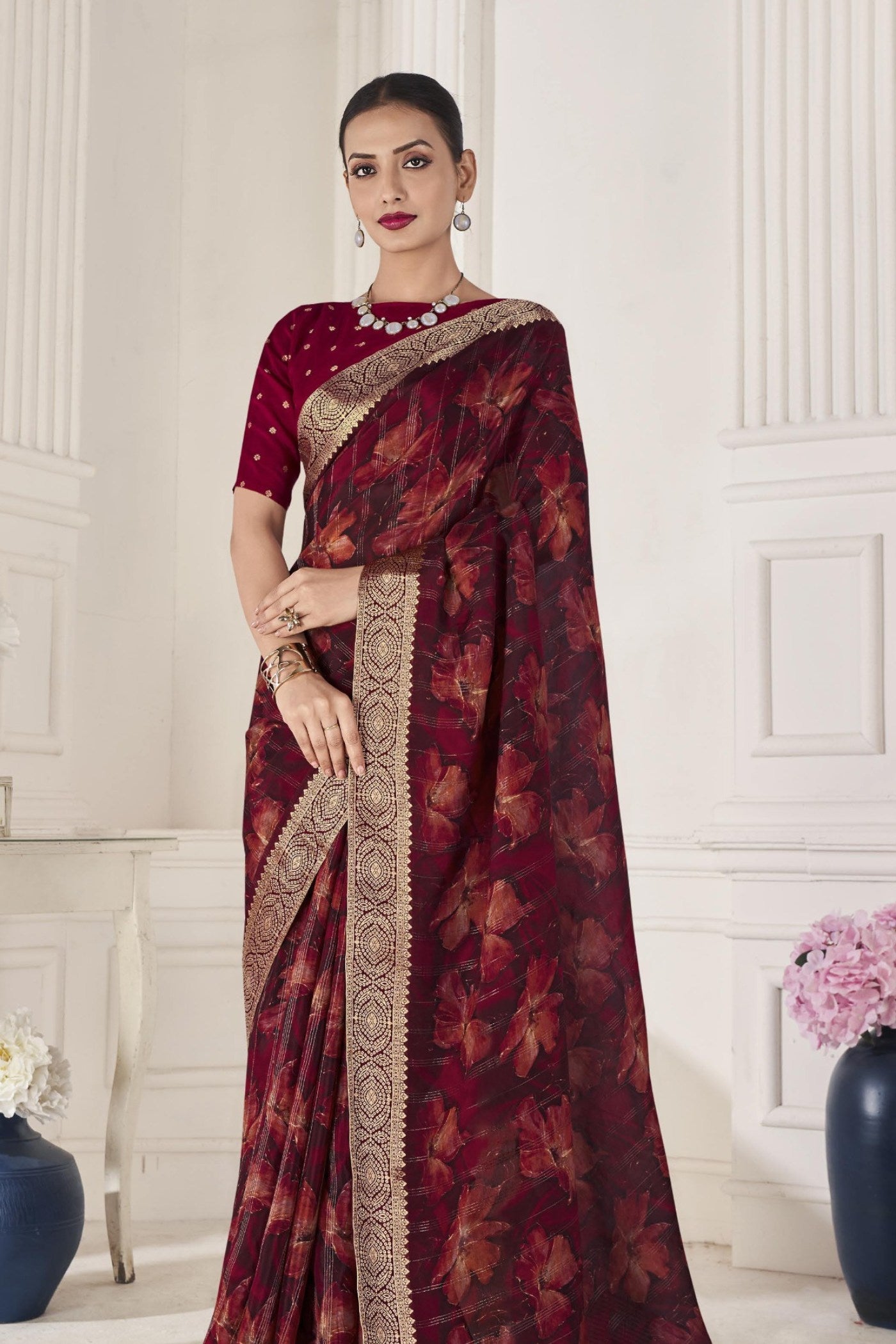 Buy MySilkLove Espresso Brown Banarasi Silk Saree Online