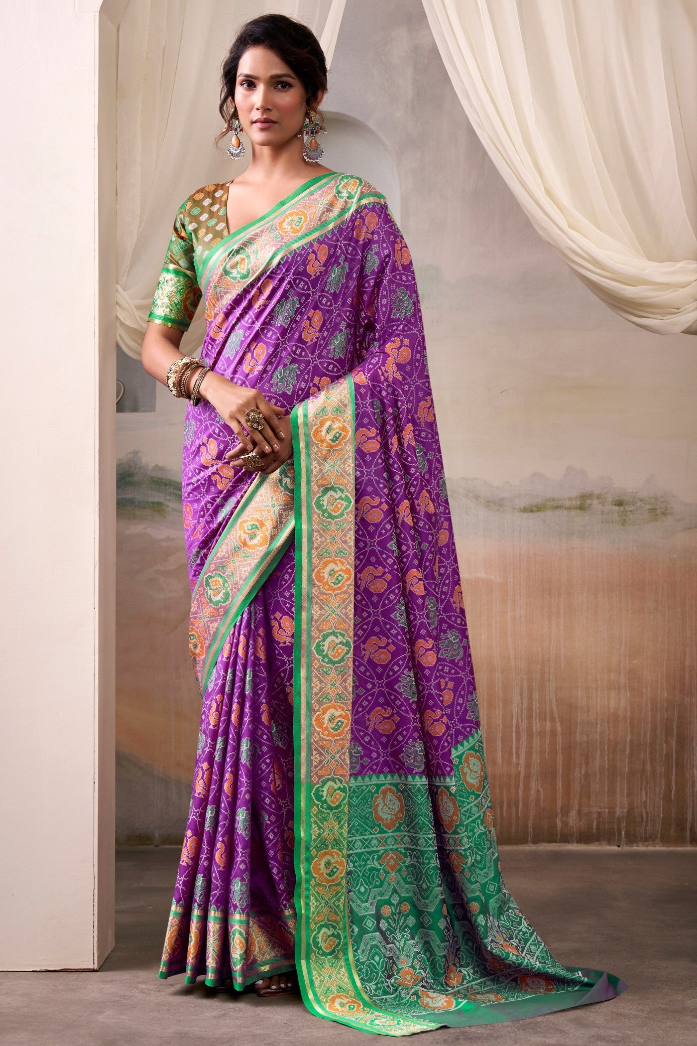 Buy MySilkLove Topaz Purple Woven Patola Silk Saree Online