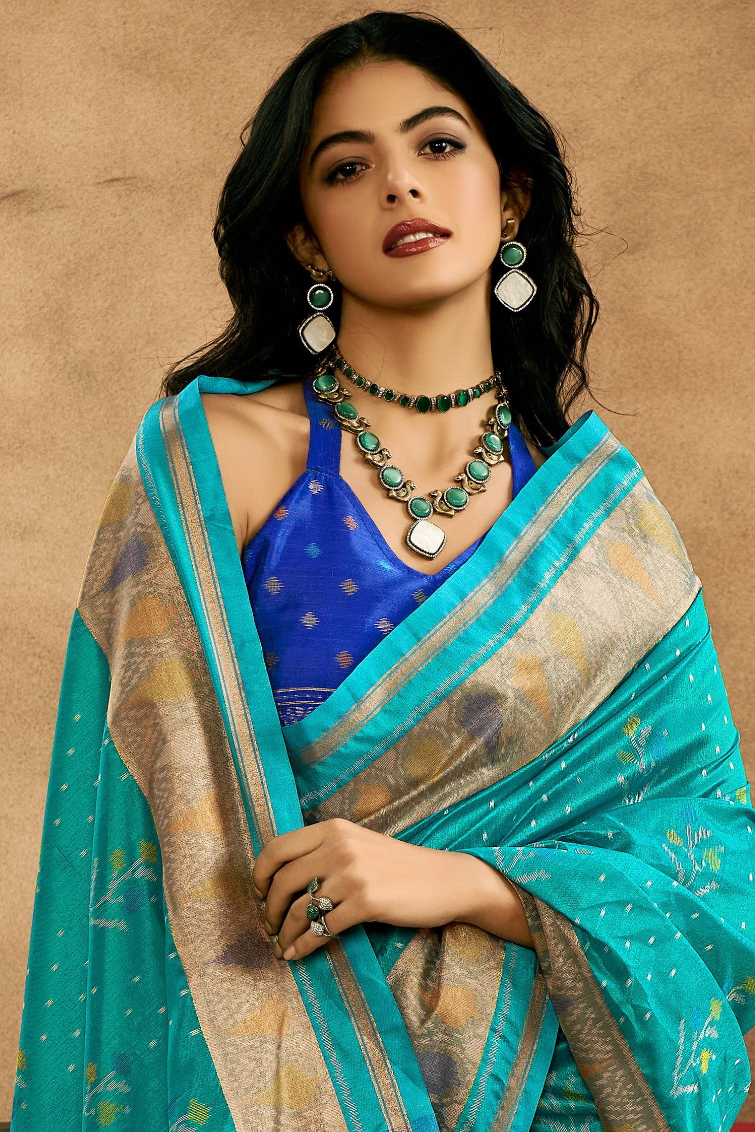 Buy MySilkLove Tradewind Blue Patola Handloom Saree Online