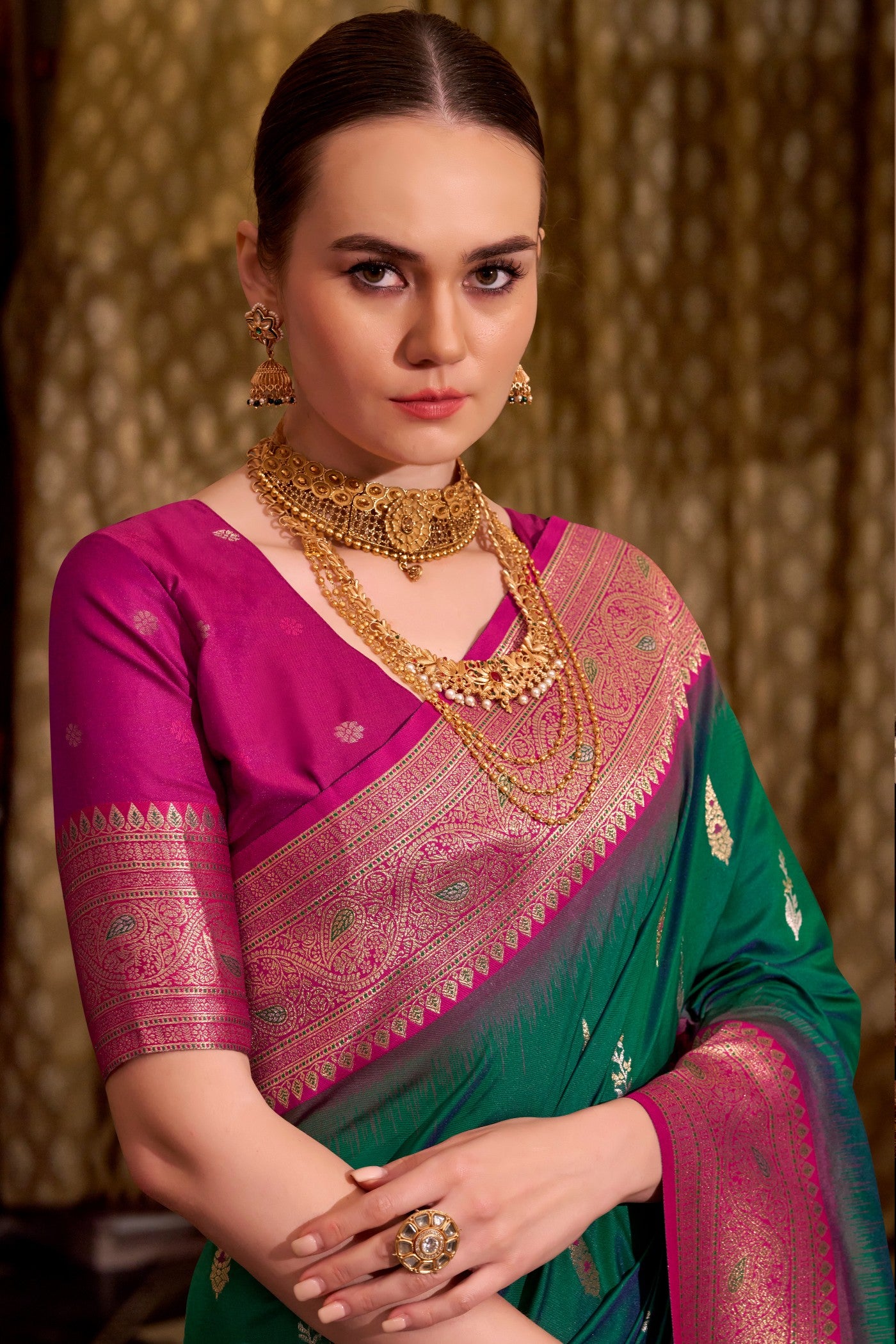 MySilkLove Jungle Green Woven Banarsi Saree