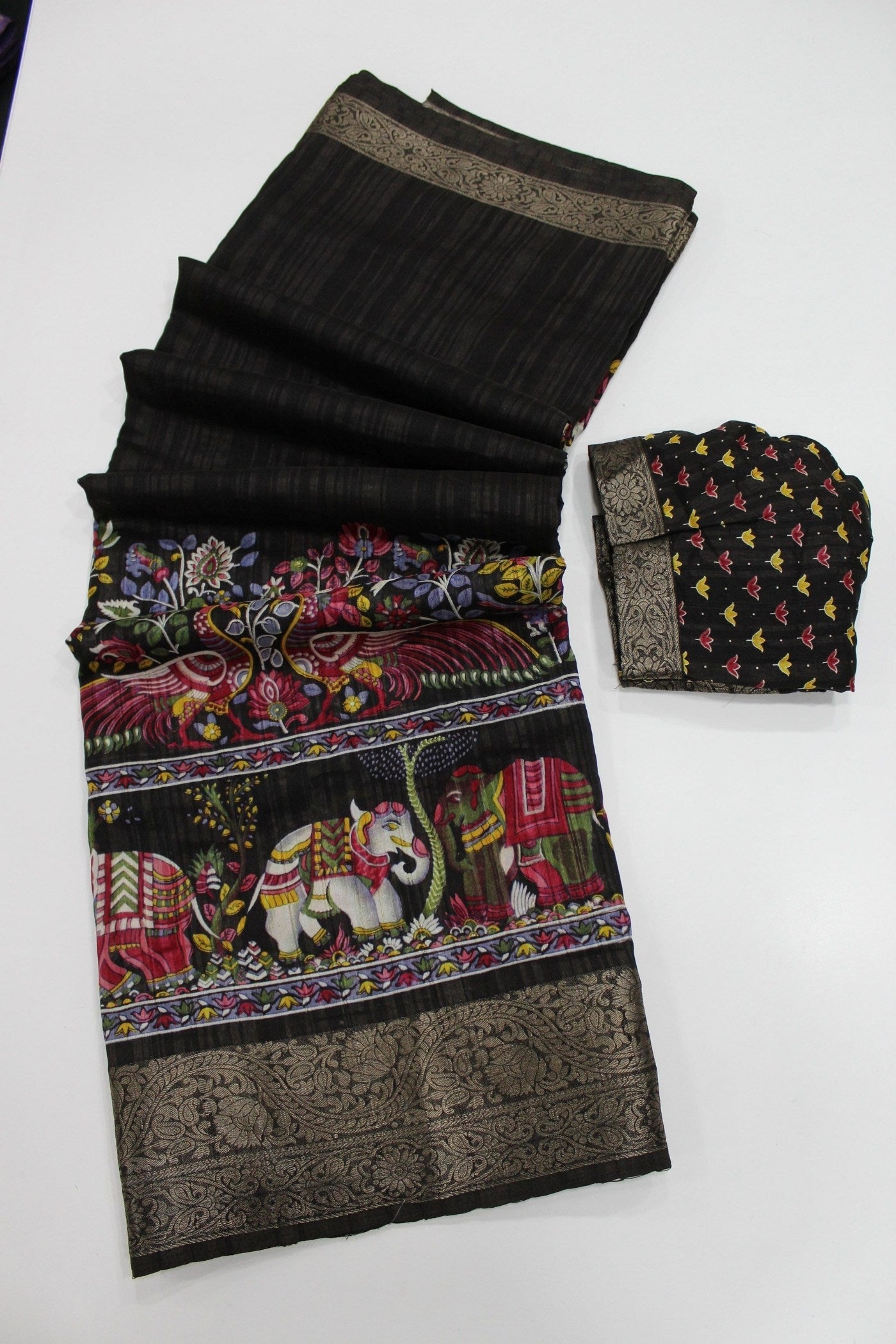 Buy MySilkLove Taupe Black Banarasi Printed Saree Online