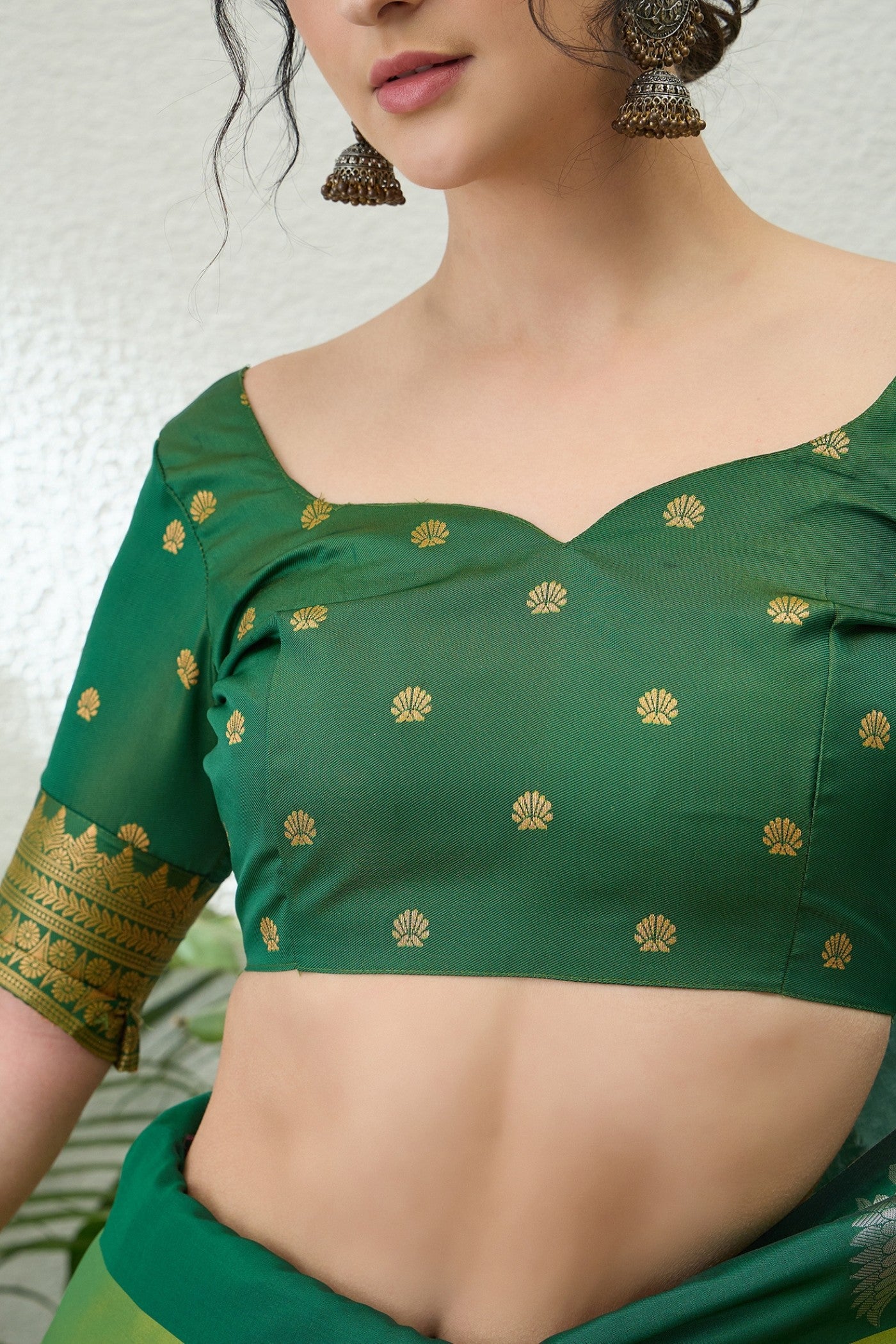 Buy MySilkLove Asparagus Green Banarasi Handloom Soft Silk Saree Online