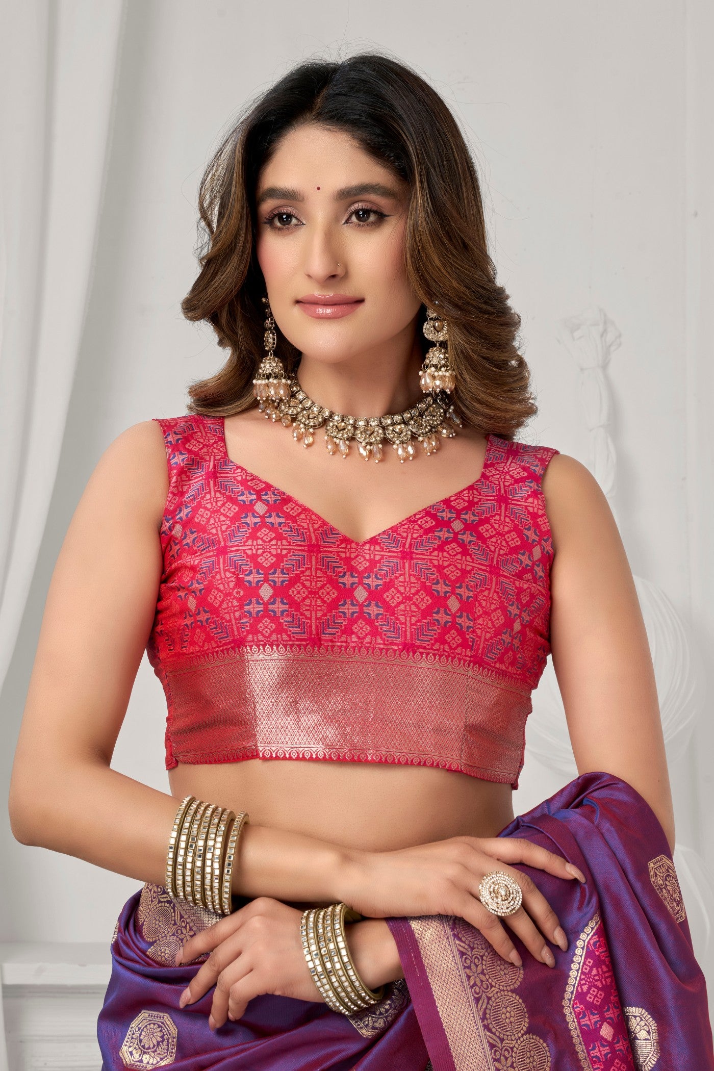 Buy MySilkLove Eggplant Purple Woven Banarasi Soft Silk Saree Online