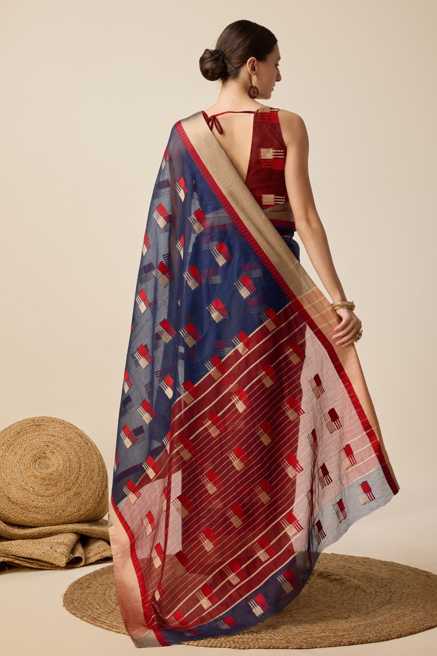 Buy MySilkLove Indigo Blue Cotton Soft Silk Saree Online