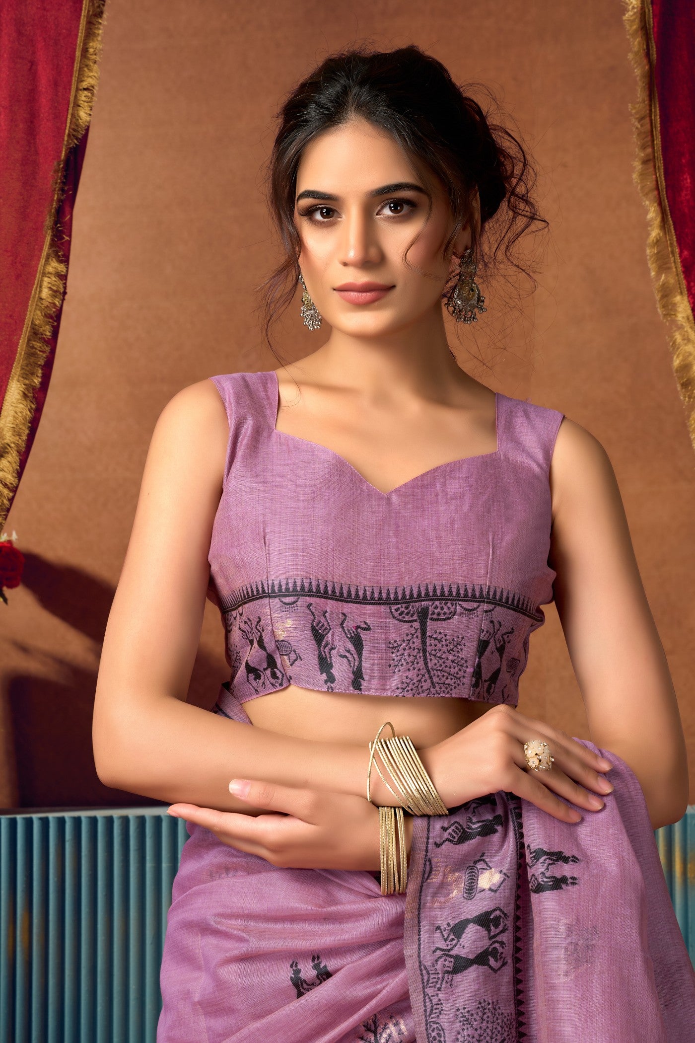 Buy MySilkLove Mauve Purple Woven Modal Cotton Saree Online