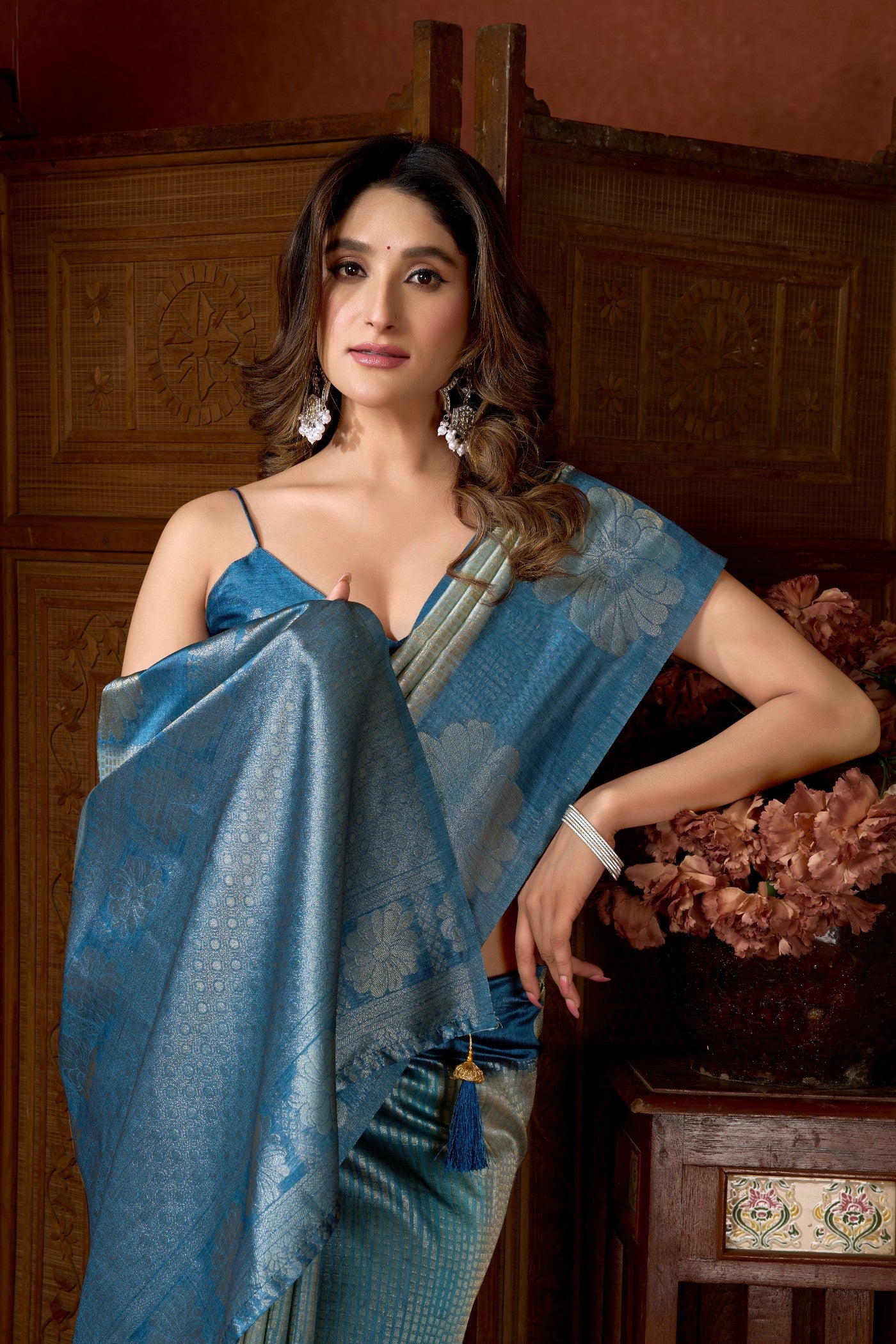 MySilkLove Cornflower Blue Banarasi Soft Silk Saree
