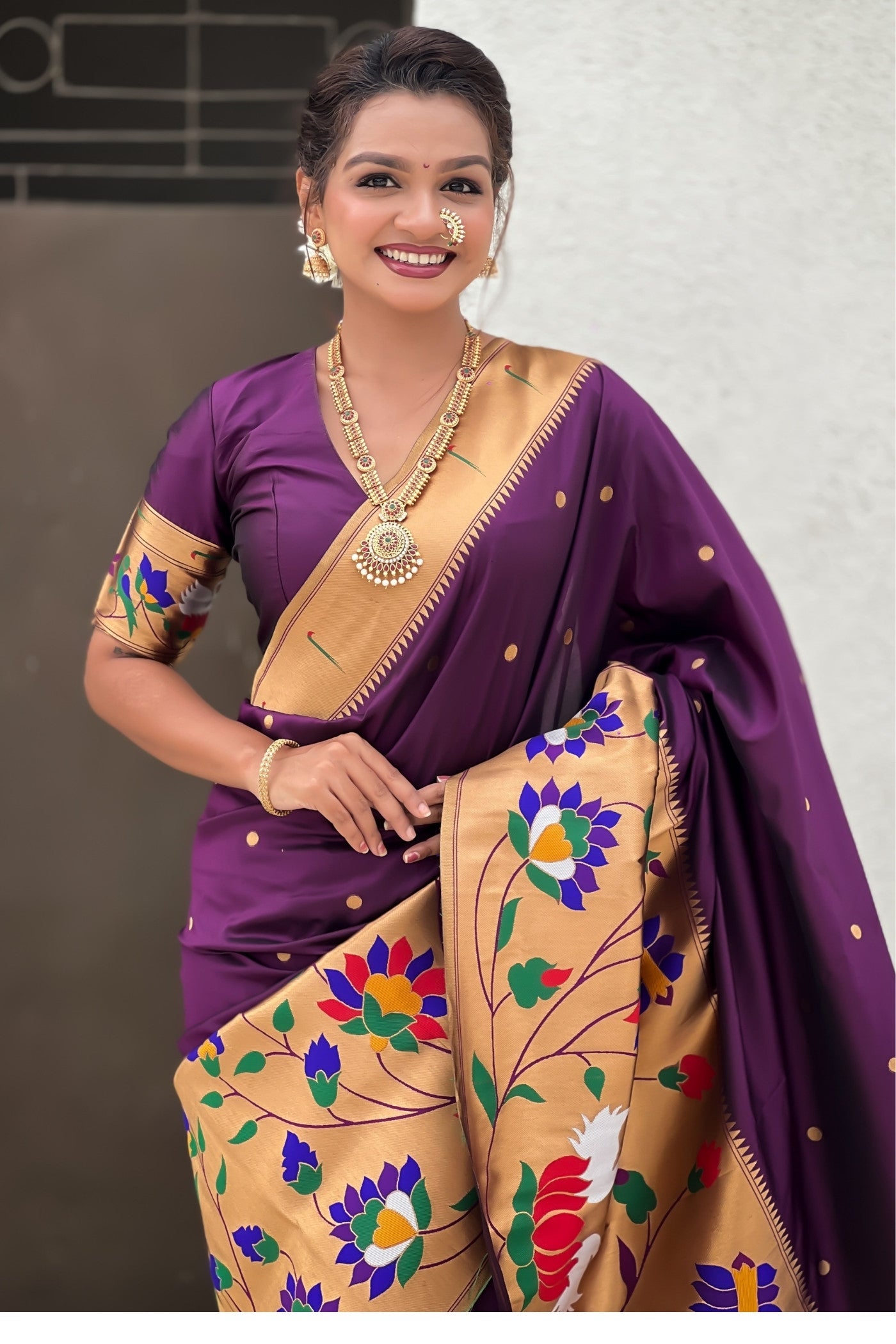 MySilkLove Rasin Purple Woven Paithani Saree