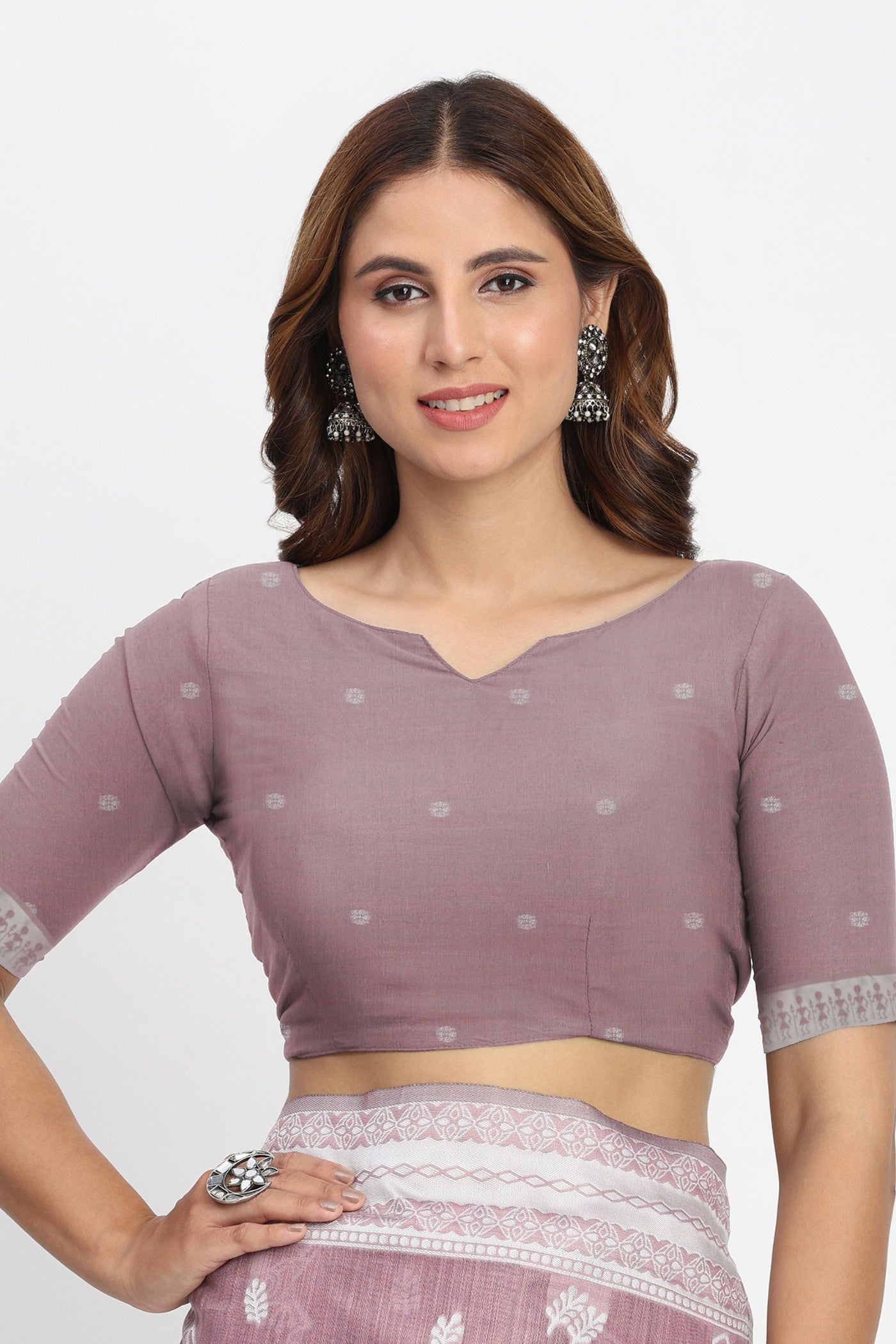 Buy MySilkLove Mauve Purple Woven Linen Cotton Saree Online