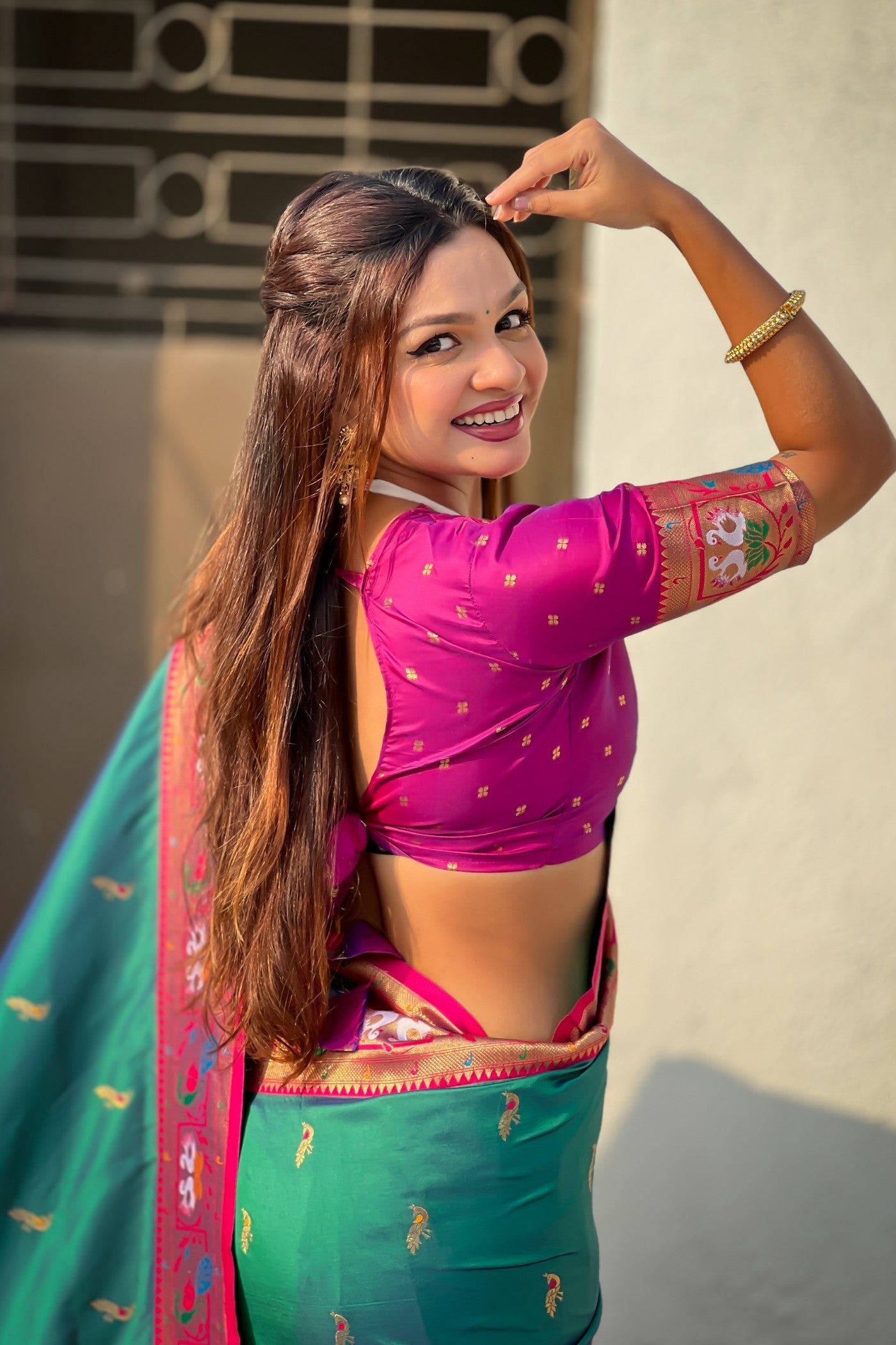 Buy MySilkLove Forest Green Zari Woven Paithani Saree Online