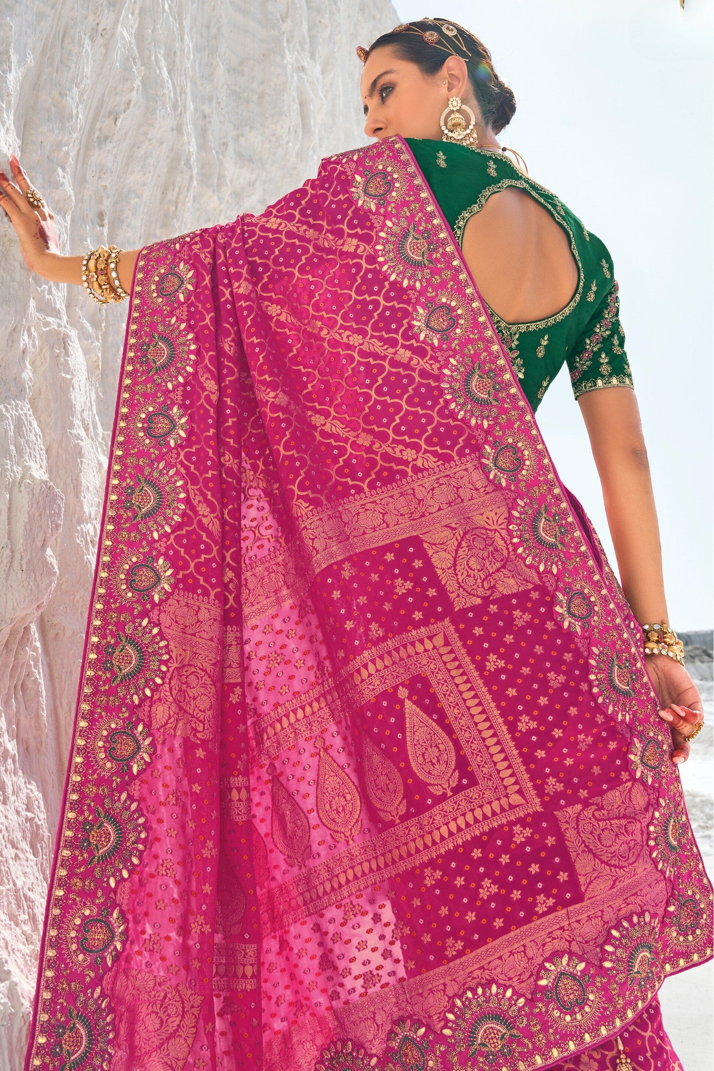 Buy MySilkLove China Rose Pink Georgette Patola Saree Online