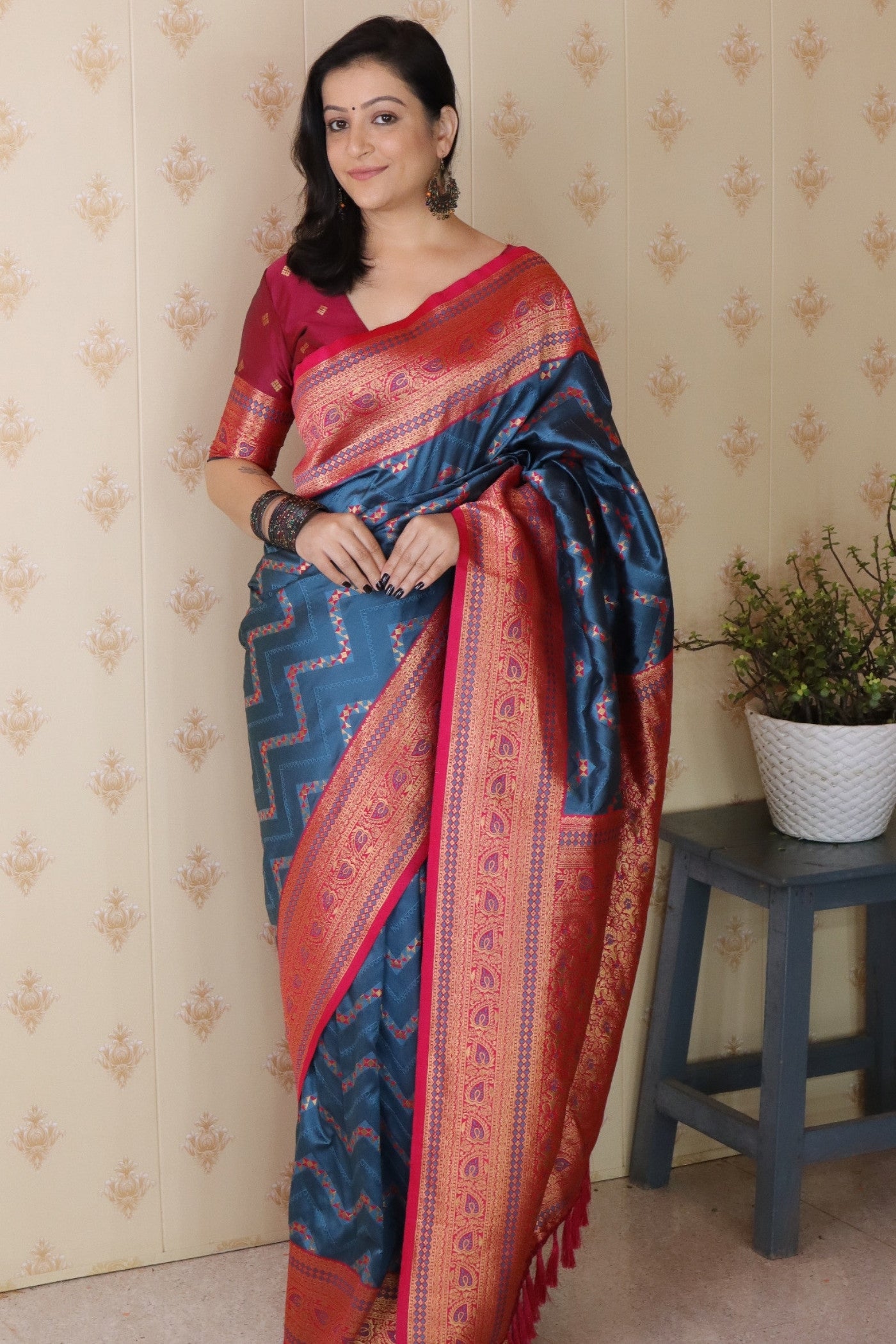 Buy MySilkLove Cerulean Blue Banarasi Handloom Saree Online