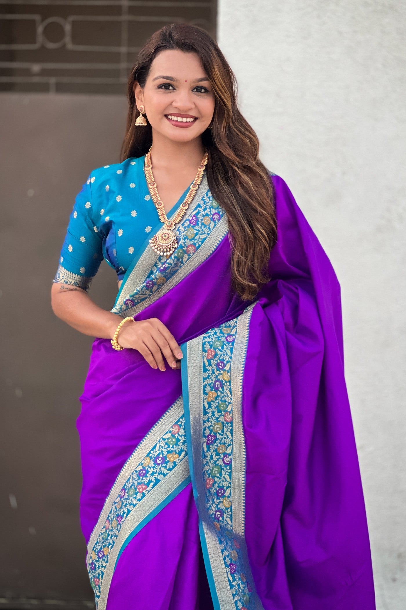 Buy MySilkLove Indigo Purple Zari Woven Paithani Saree Online