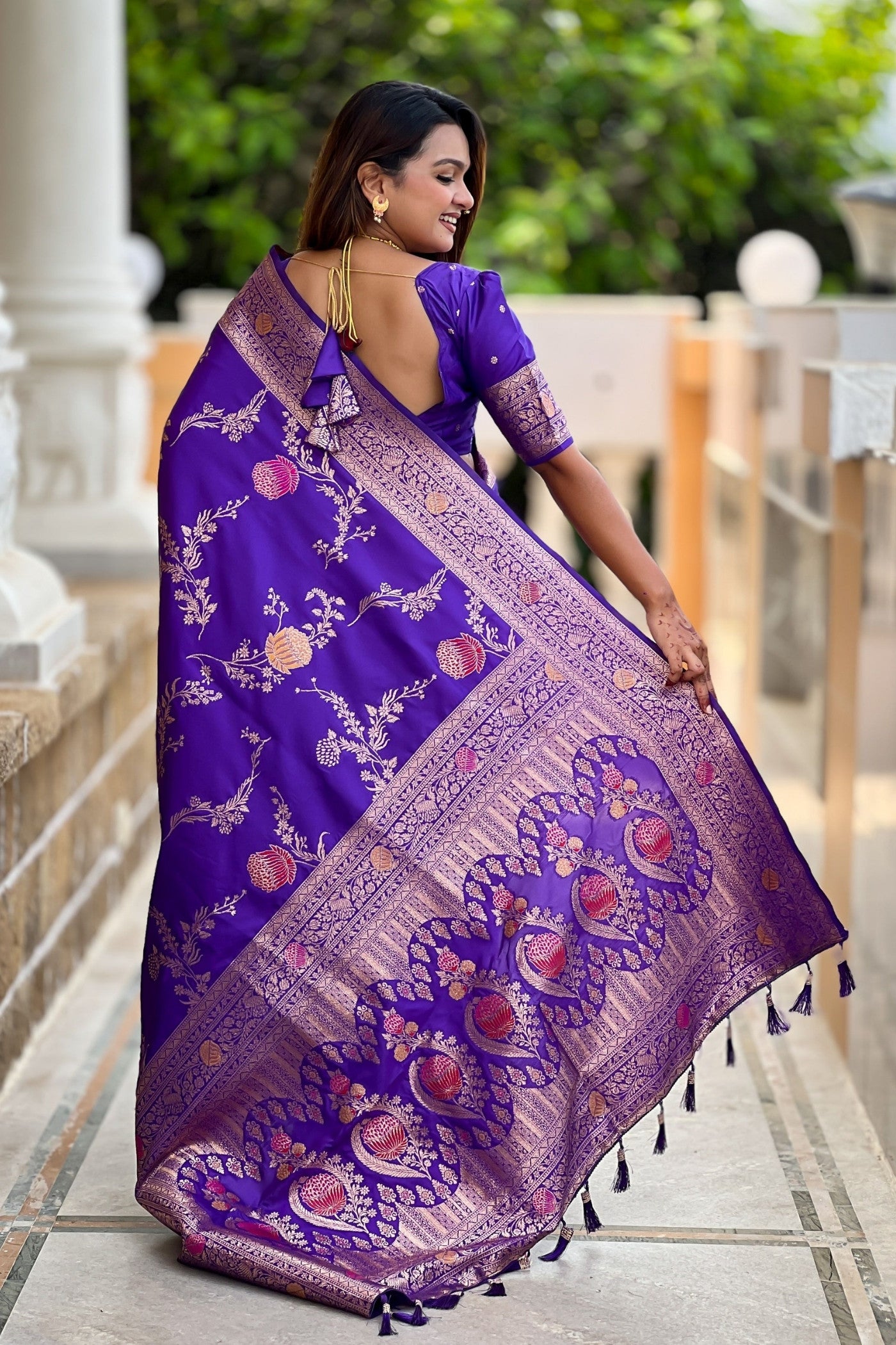 Buy MySilkLove Early Bird Purple Woven Banarasi Saree Online