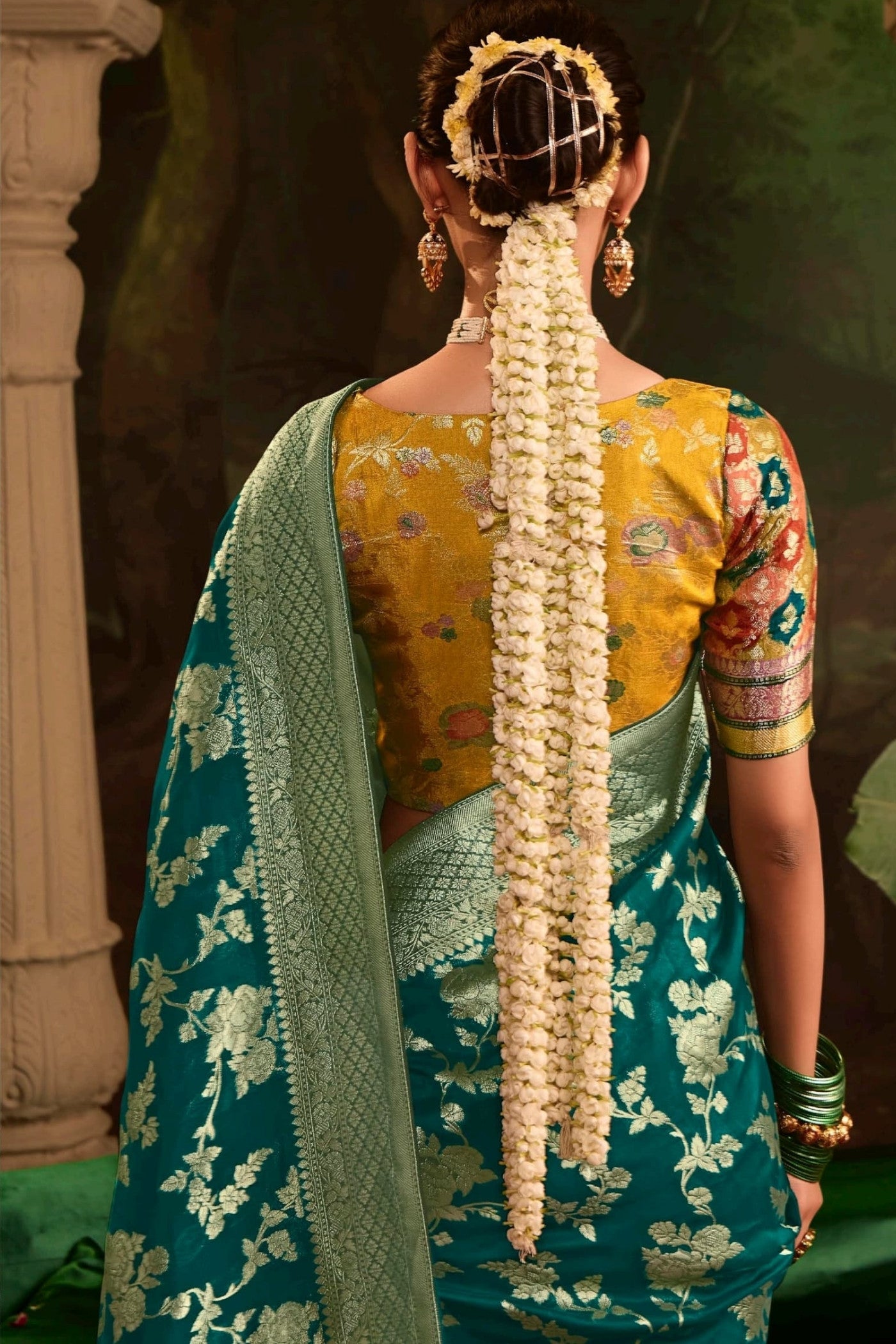 Buy MySilkLove Oracle Green Designer Banarasi Dola Silk Saree Online