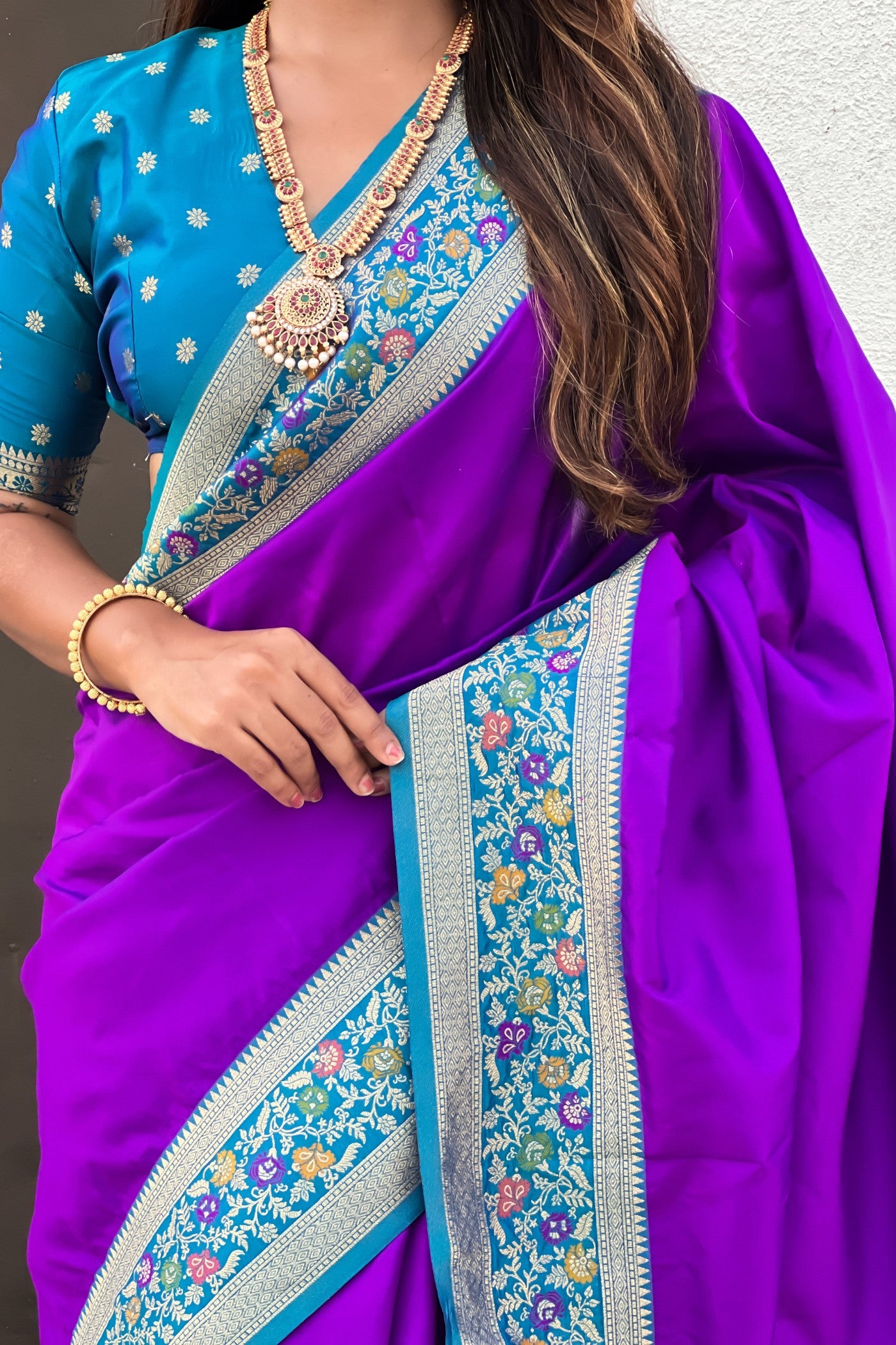 Buy MySilkLove Indigo Purple Zari Woven Paithani Saree Online