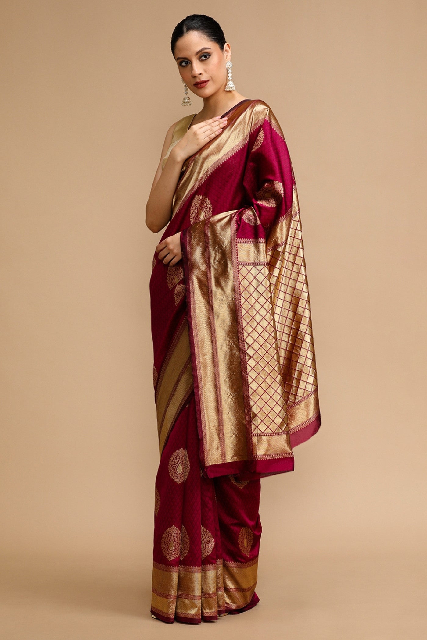 MySilkLove Candy Red Woven Jacquard Lichi Silk Saree