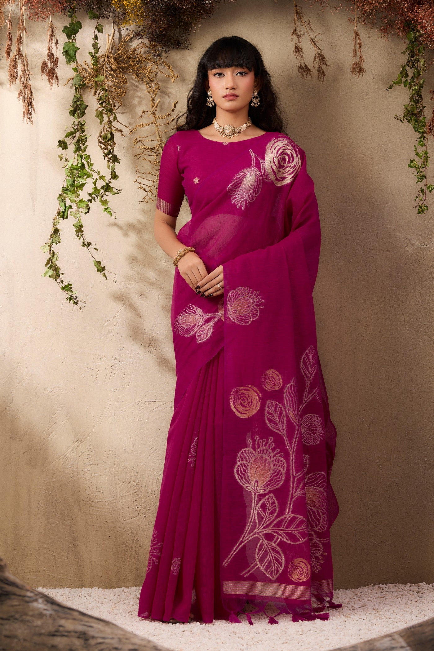 Buy MySilkLove Salmon Pink Munga Handloom Cotton Saree Online