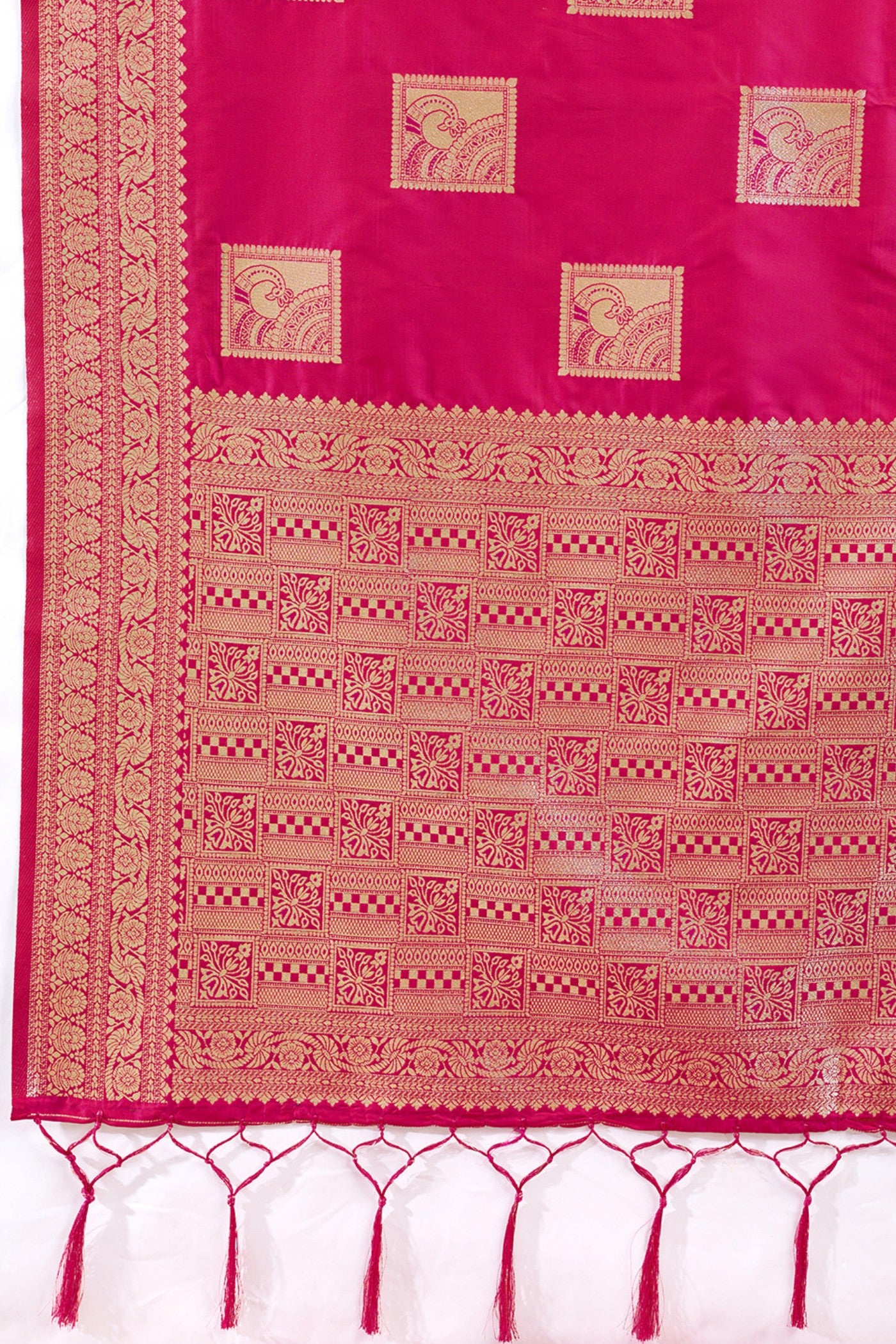 Buy MySilkLove Barbie Pink Woven Banarasi Soft Silk Saree Online