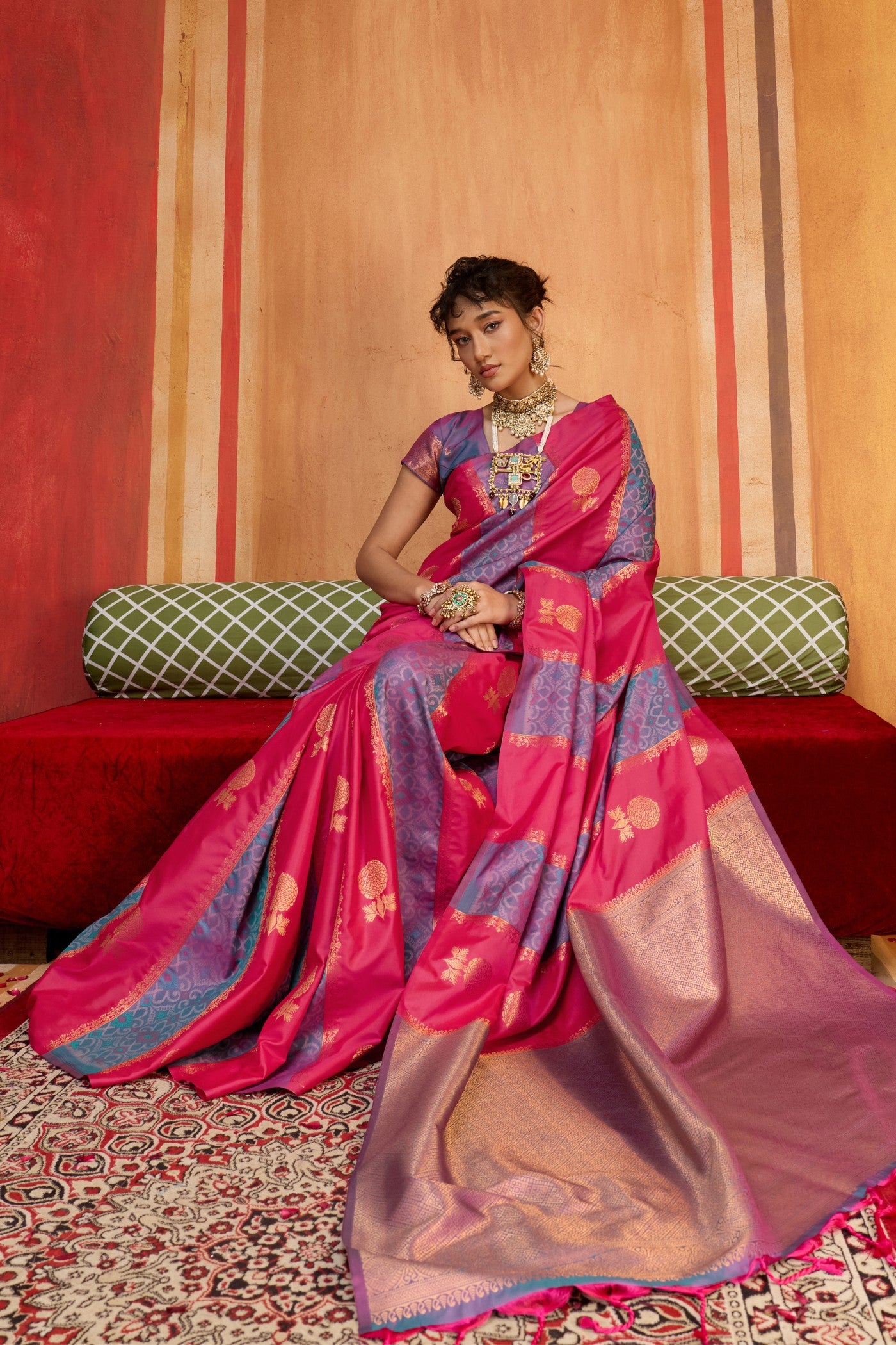 Buy MySilkLove Hot Pink Banarasi Handloom Patola Saree Online