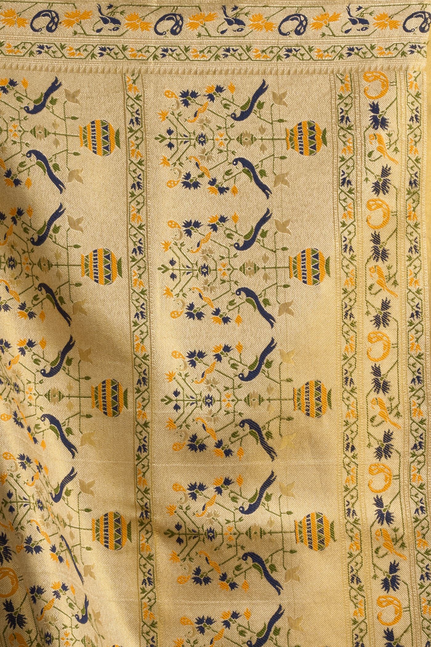 Buy MySilkLove Ochre Yellow Woven Tissue Paithani Saree Online