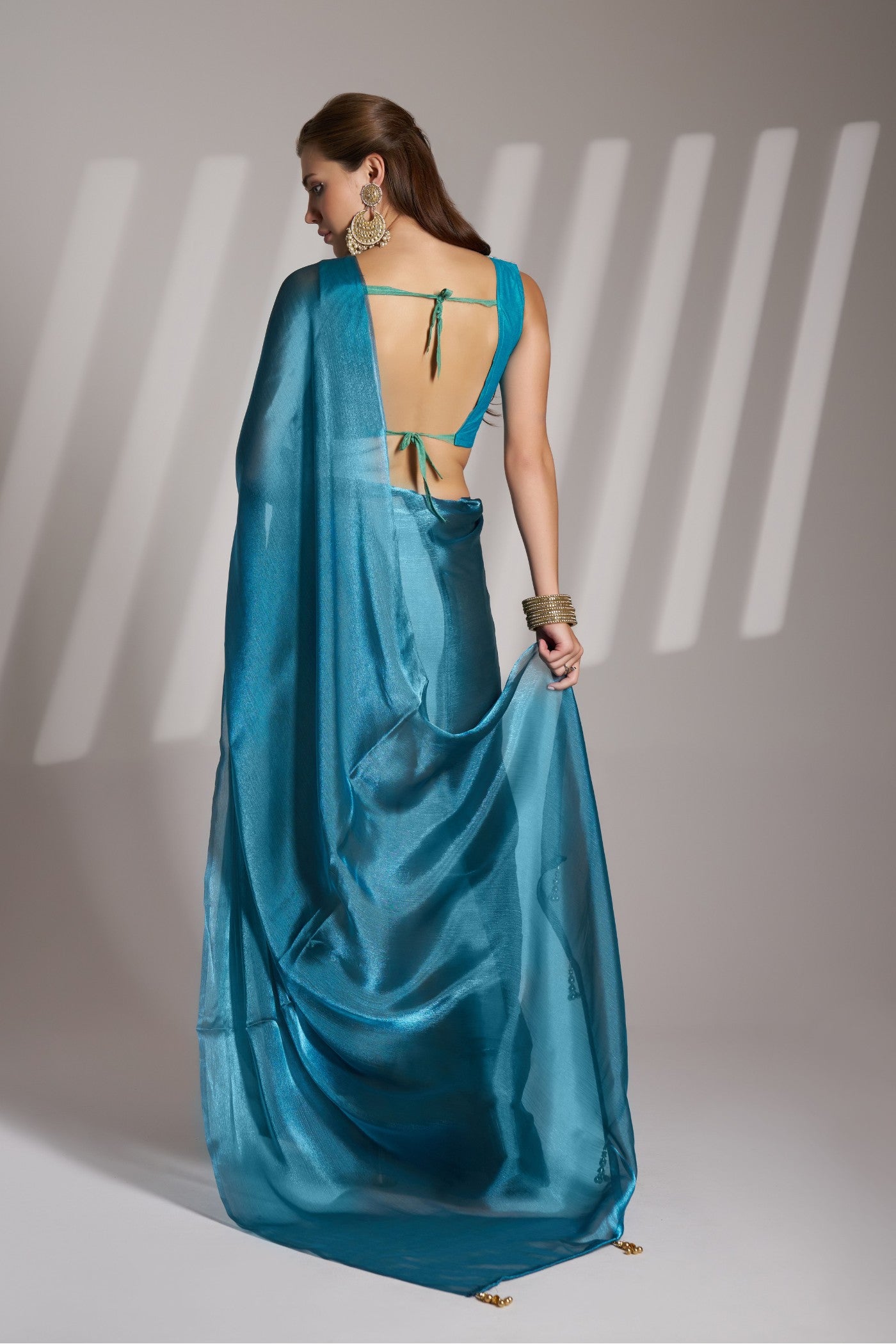 Buy MySilkLove Denim Blue Partywear Net Saree Online