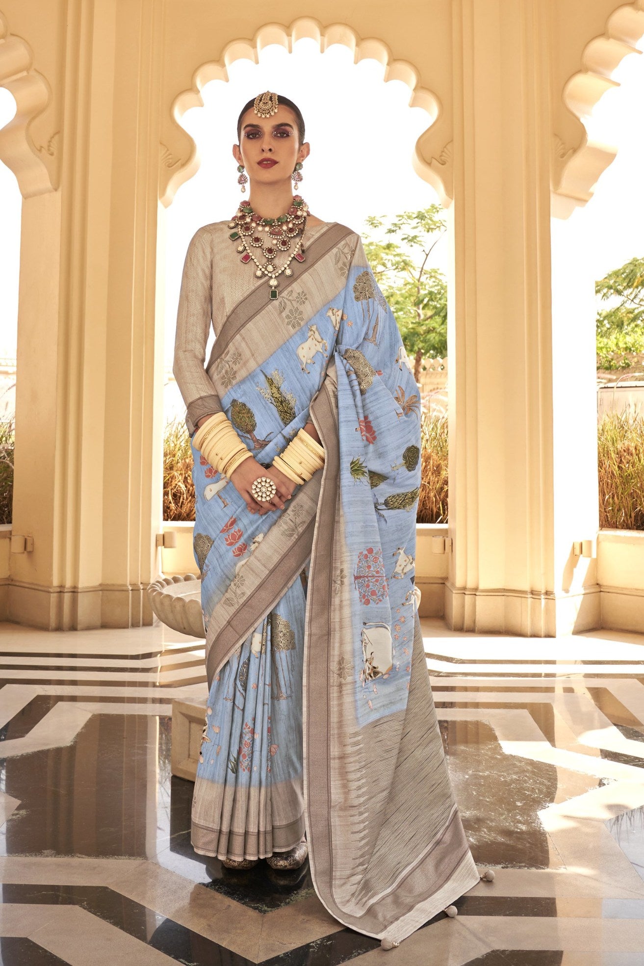 Buy MySilkLove Sky Blue Banarasi Handloom Saree Online