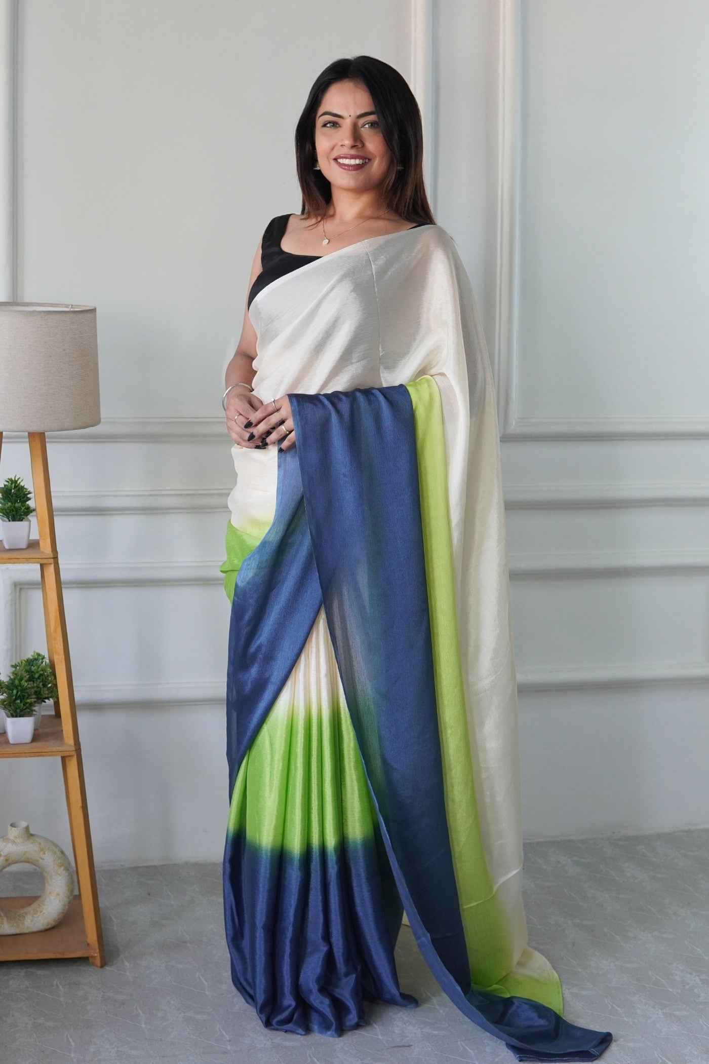Buy MySilkLove Seashell Multicolor Chinon Ready To Wear Saree Online