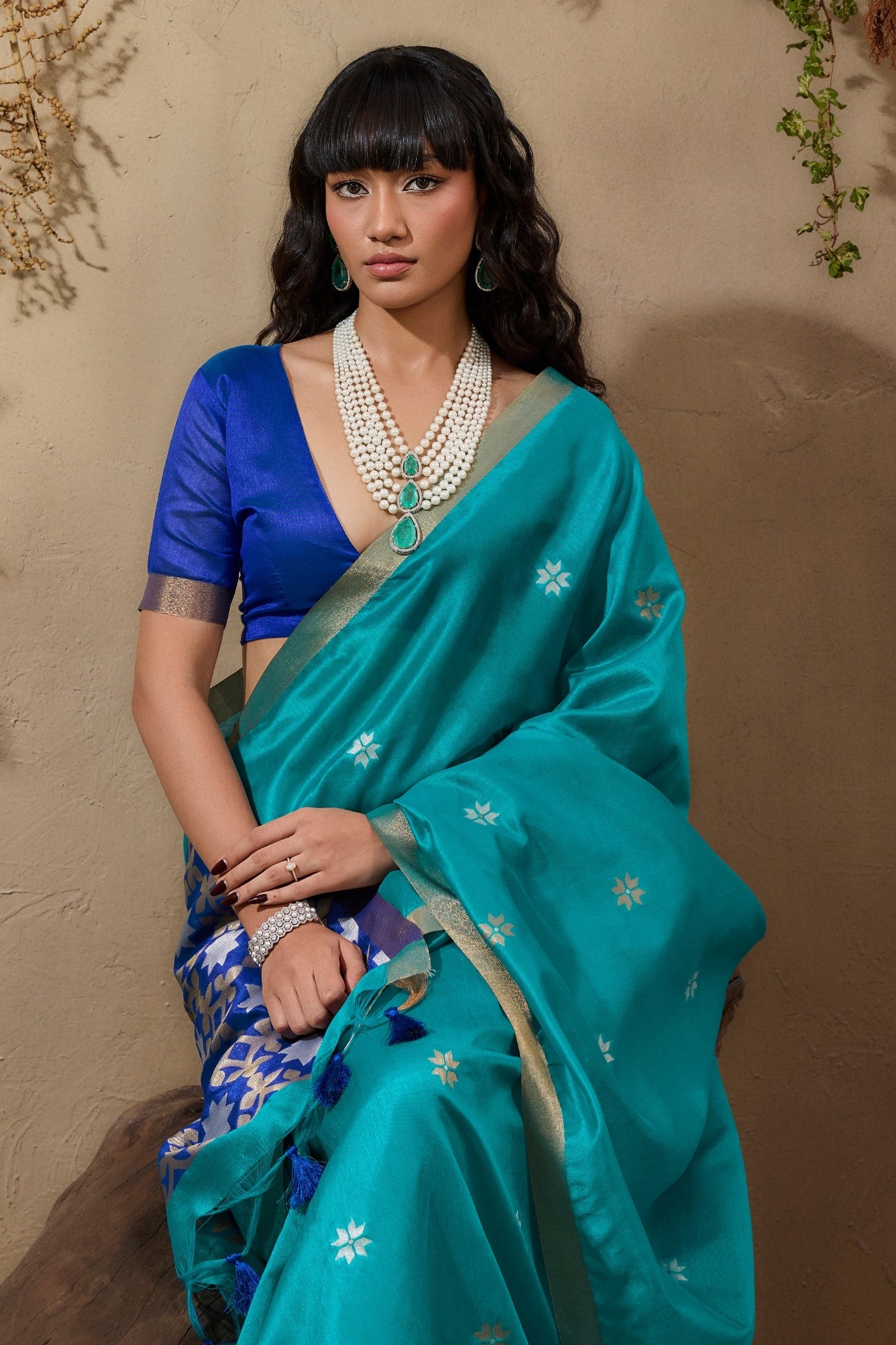 Buy MySilkLove Trypan Blue Tussar Handloom Silk Saree Online