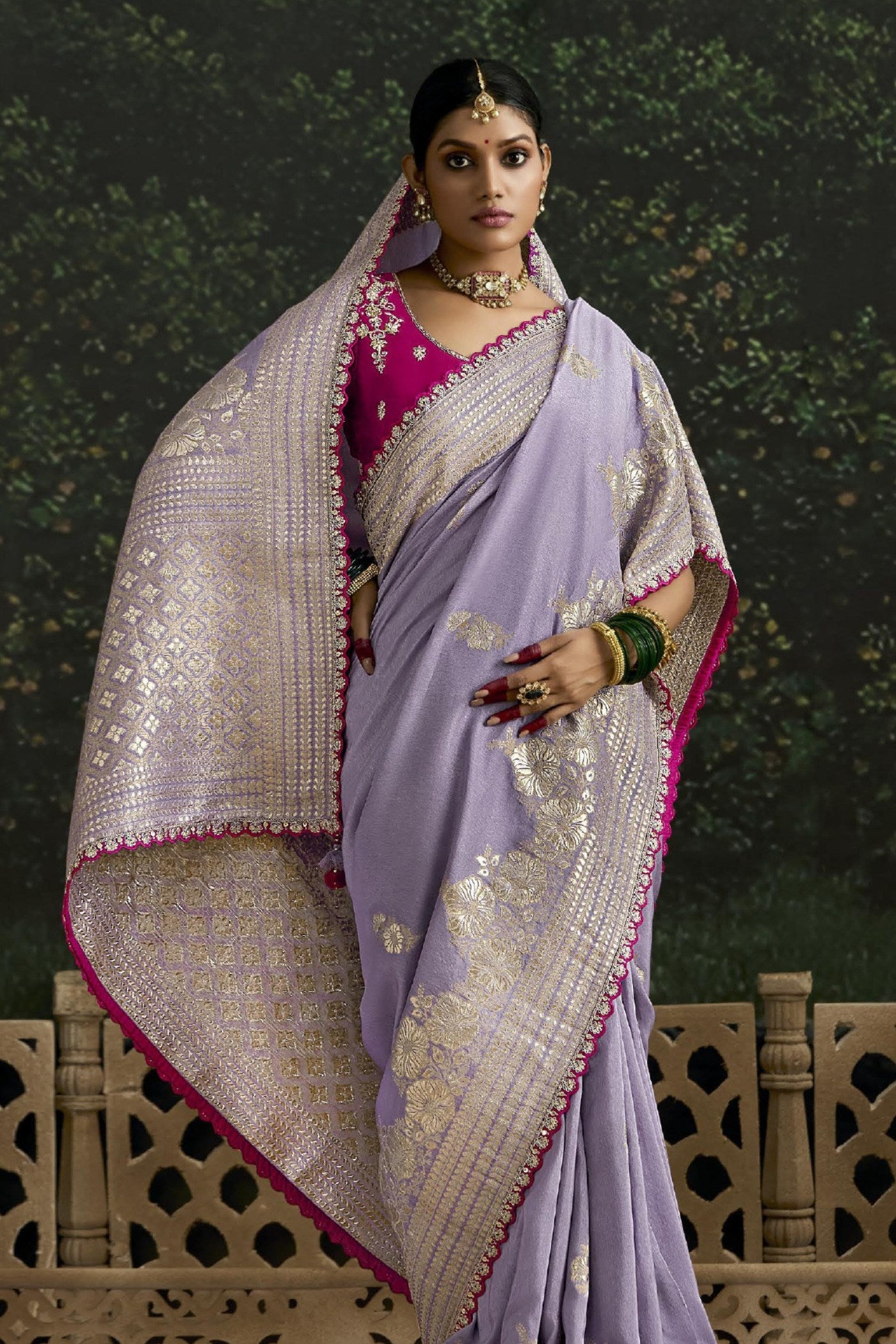 Buy MySilkLove Lilac Purple Designer Banarasi Saree Online