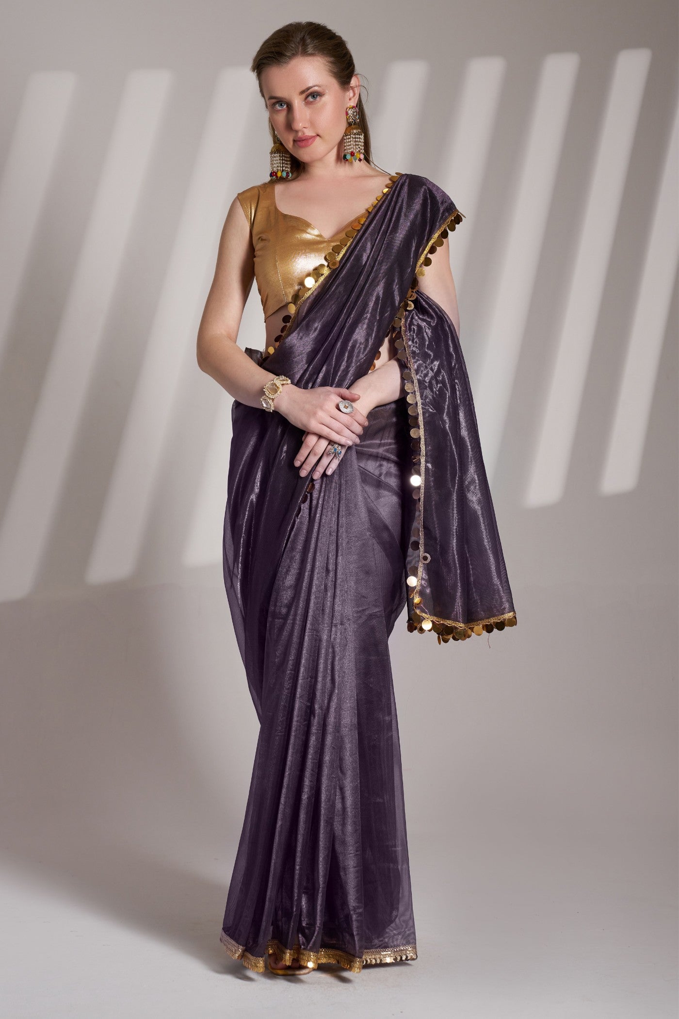 Buy MySilkLove Thunder Black Partywear Net Saree Online