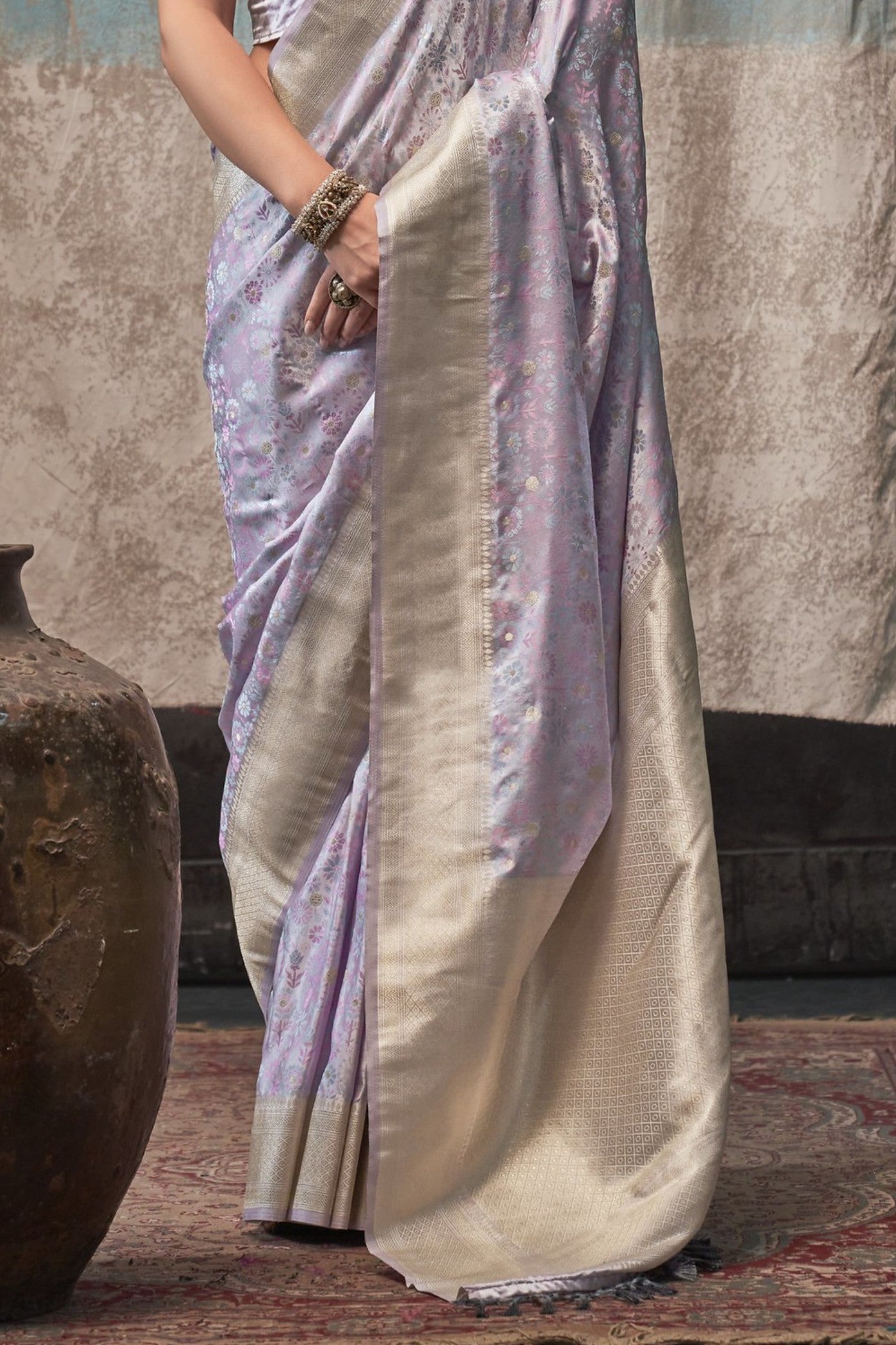 Buy MySilkLove Shadows Grey Banarasi Handloom Saree Online