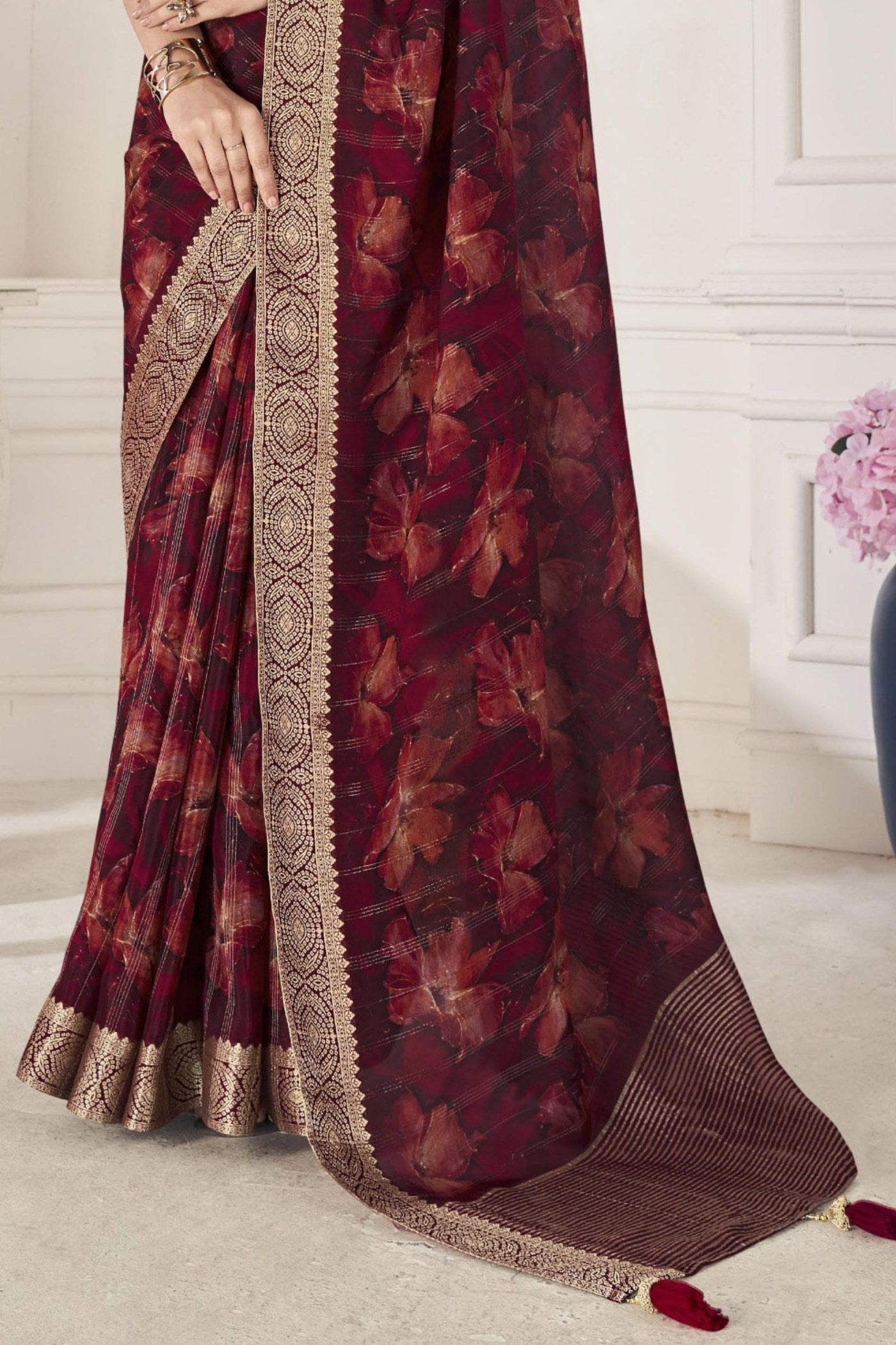 Buy MySilkLove Espresso Brown Banarasi Silk Saree Online