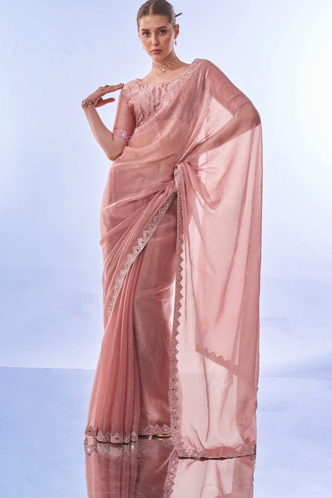 Buy MySilkLove Oriental Pink Designer Partywear Saree Online