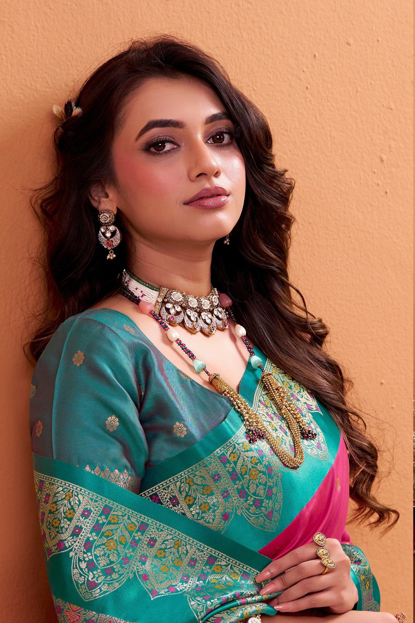 Buy MySilkLove Baker Pink Woven Satin Soft Silk Saree Online
