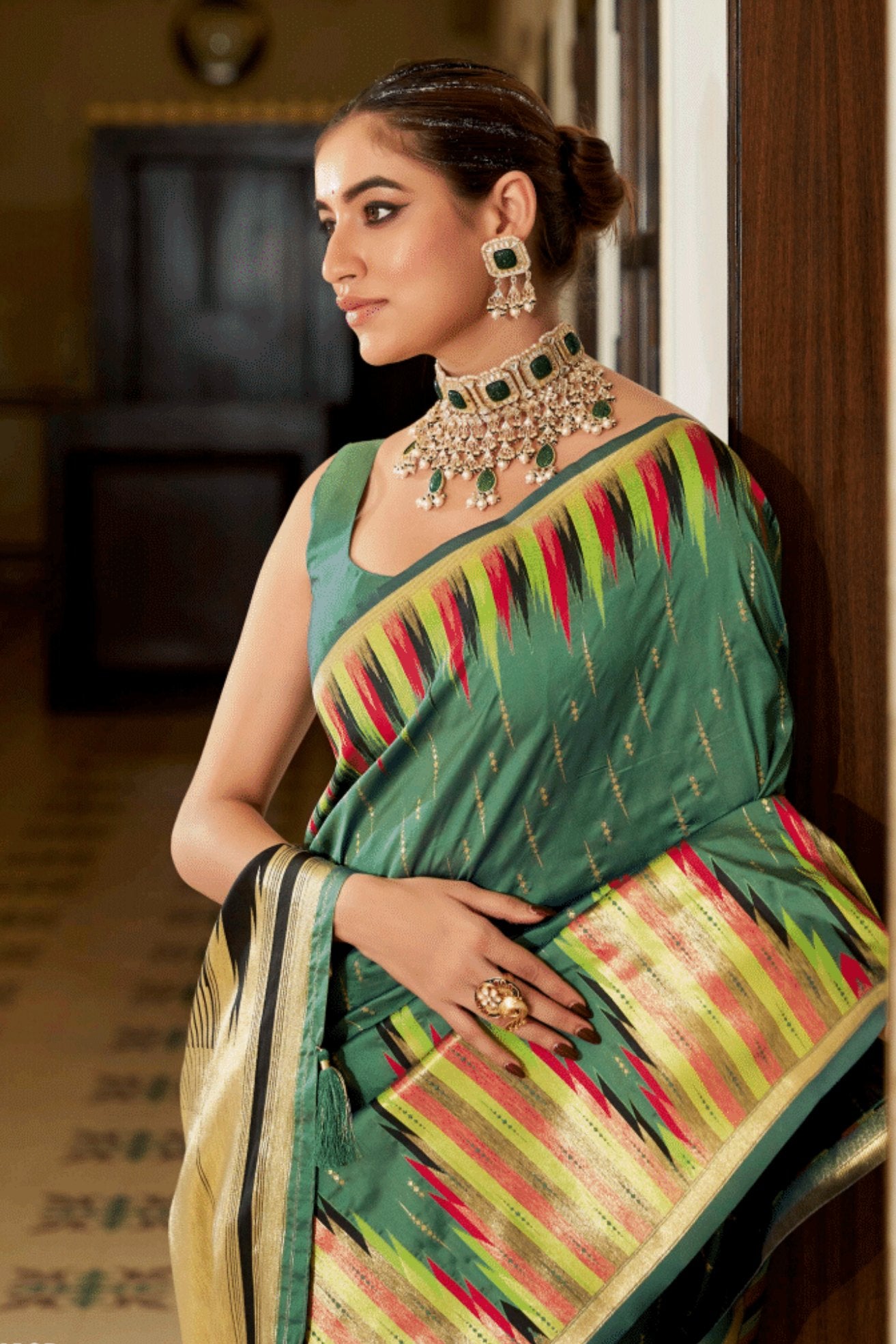 Buy MySilkLove Como Green Woven Tussar Silk Saree Online