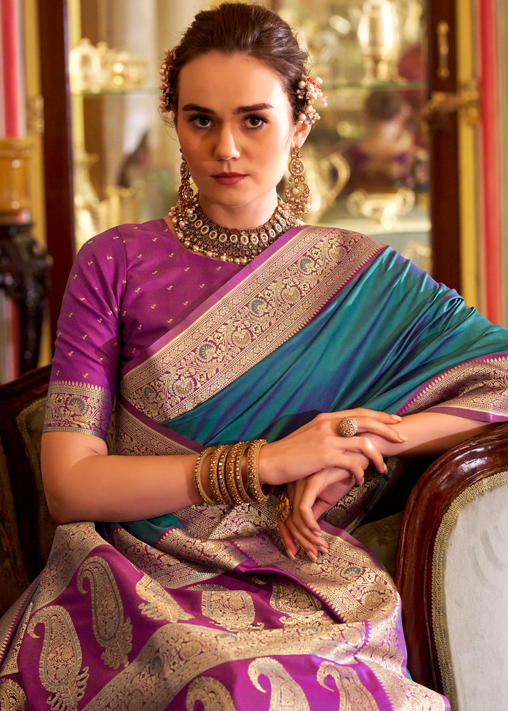 MySilkLove Cobalt Blue Woven Banarasi Soft Silk Saree