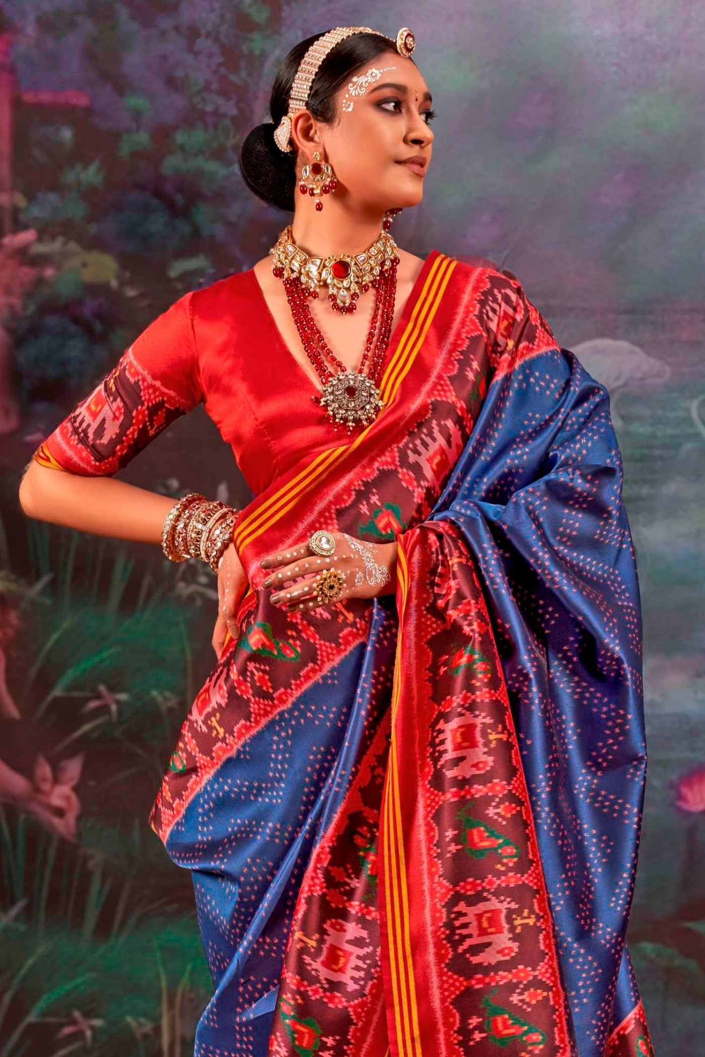 Buy MySilkLove Venice Blue Printed Patola Saree Online