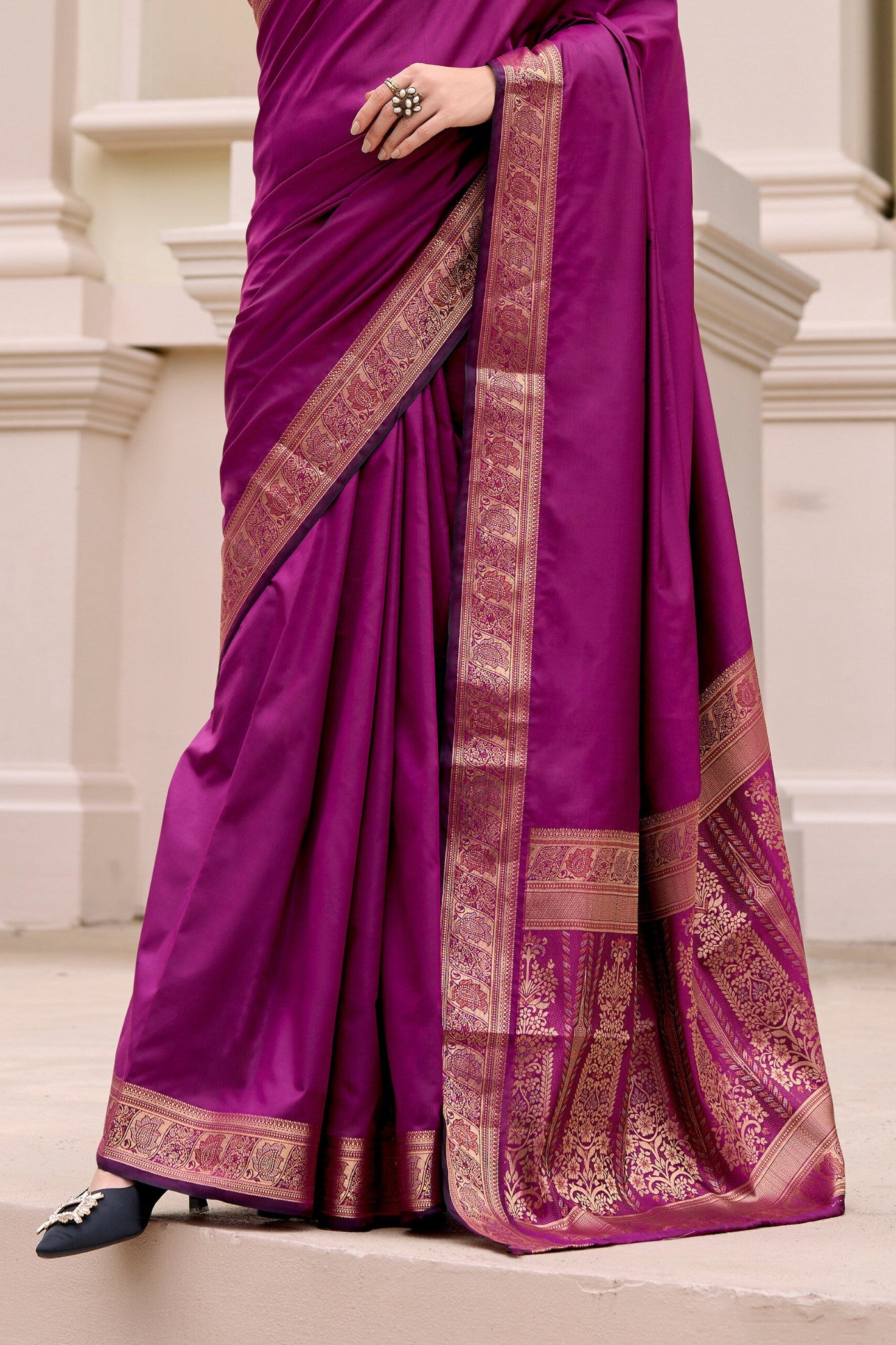 Buy MySilkLove Mulberry Wood Purple Banarasi Handloom Saree Online