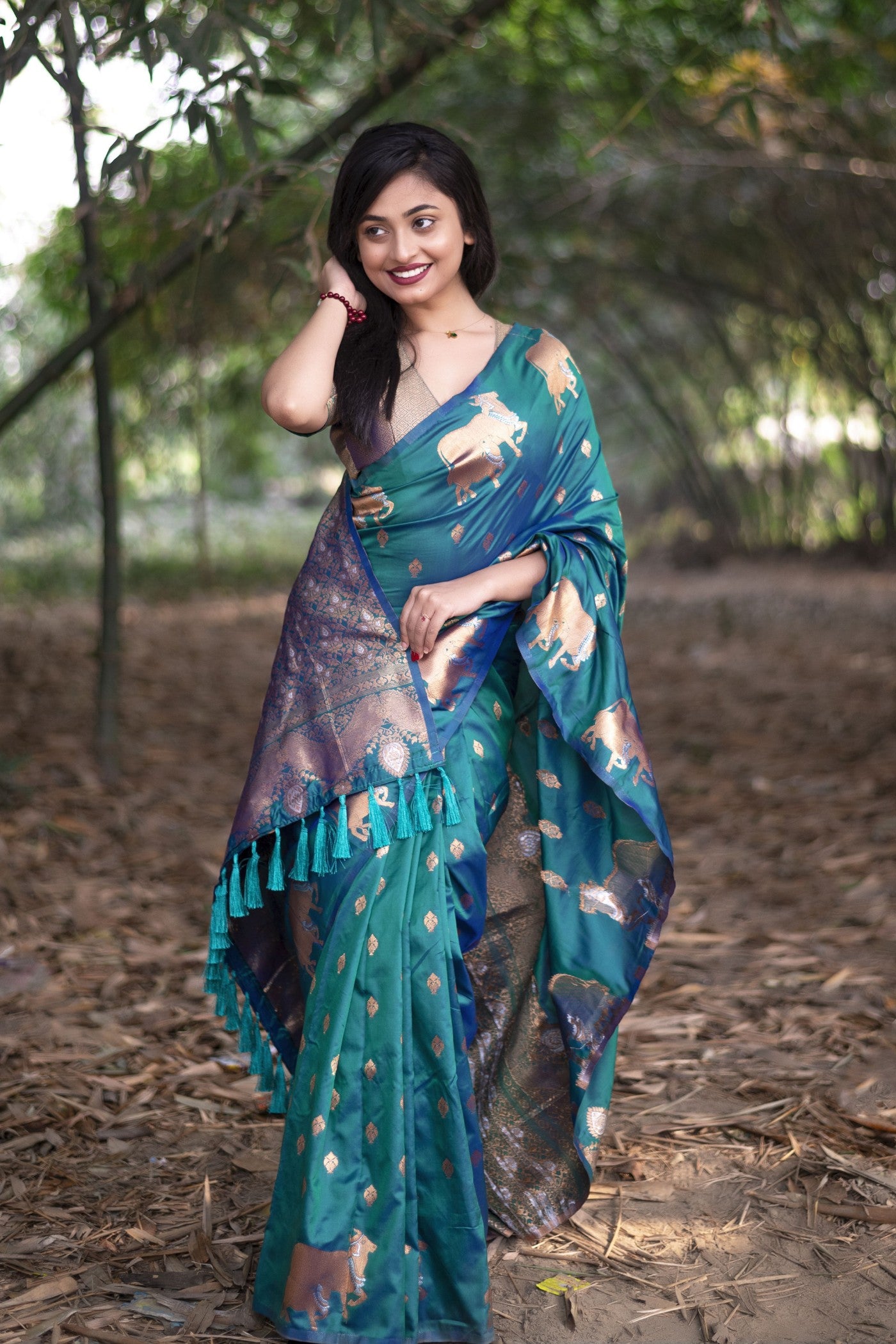 Buy MySilkLove Force Blue Woven Banarasi Saree Online