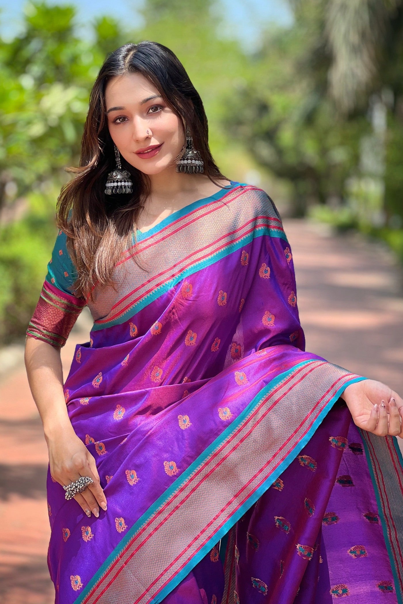 MySilkLove Fuchsia Purple Woven Paithani Saree