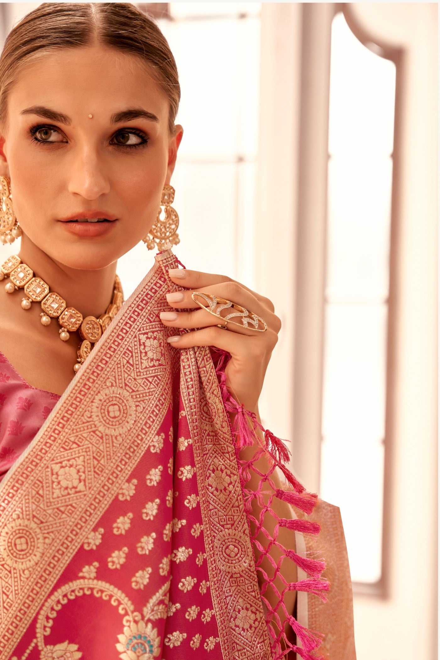 MySilkLove Milk White Woven Banarasi Soft Silk Saree