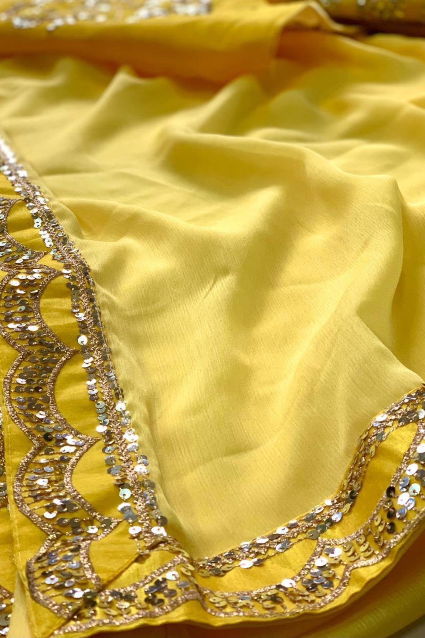 Buy MySilkLove Janhavi Kapoor Inspired Yellow Chiffon Partywear Saree Online