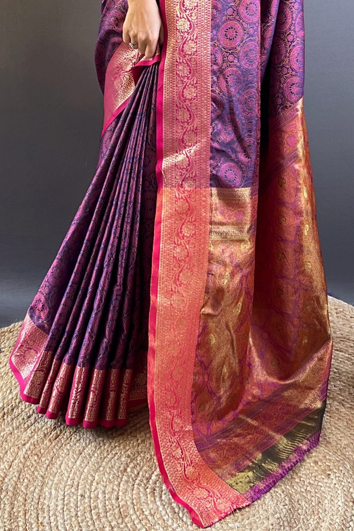 Buy MySilkLove Sugar Plum Purple Woven Banarasi Saree Online