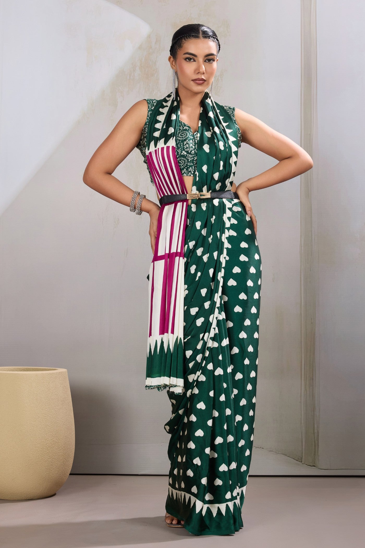 Buy MySilkLove Malachite Green Printed Satin Crepe Silk Saree Online