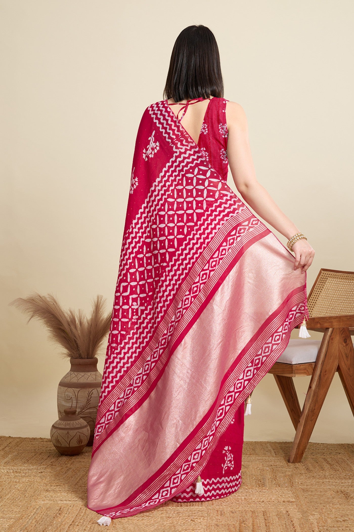 Buy MySilkLove French Pink Woven Cotton Silk Saree Online