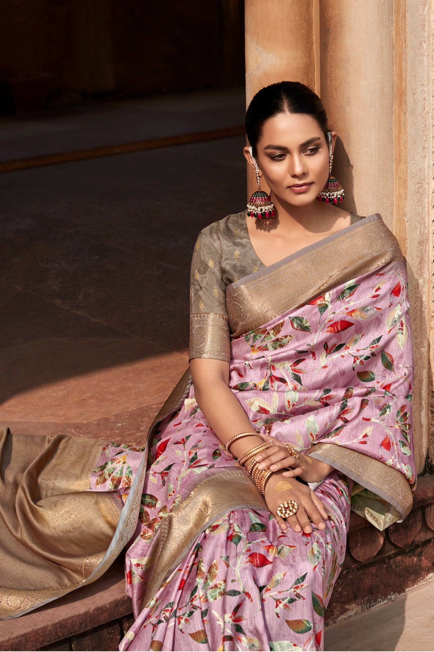 Buy MySilkLove Cupid Pink Banarasi Handloom Saree Online