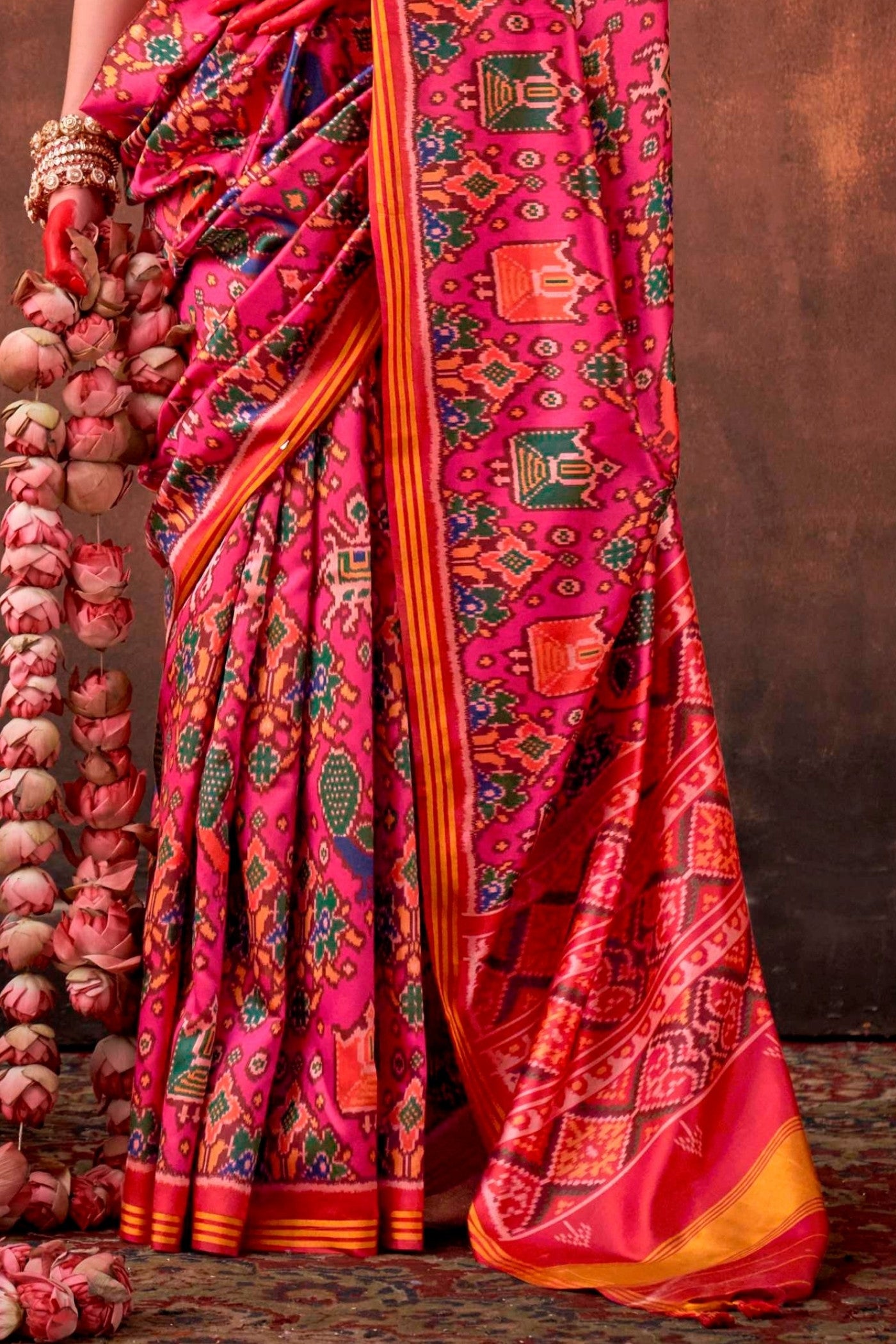Buy MySilkLove Spanish Pink Printed Patola Saree Online