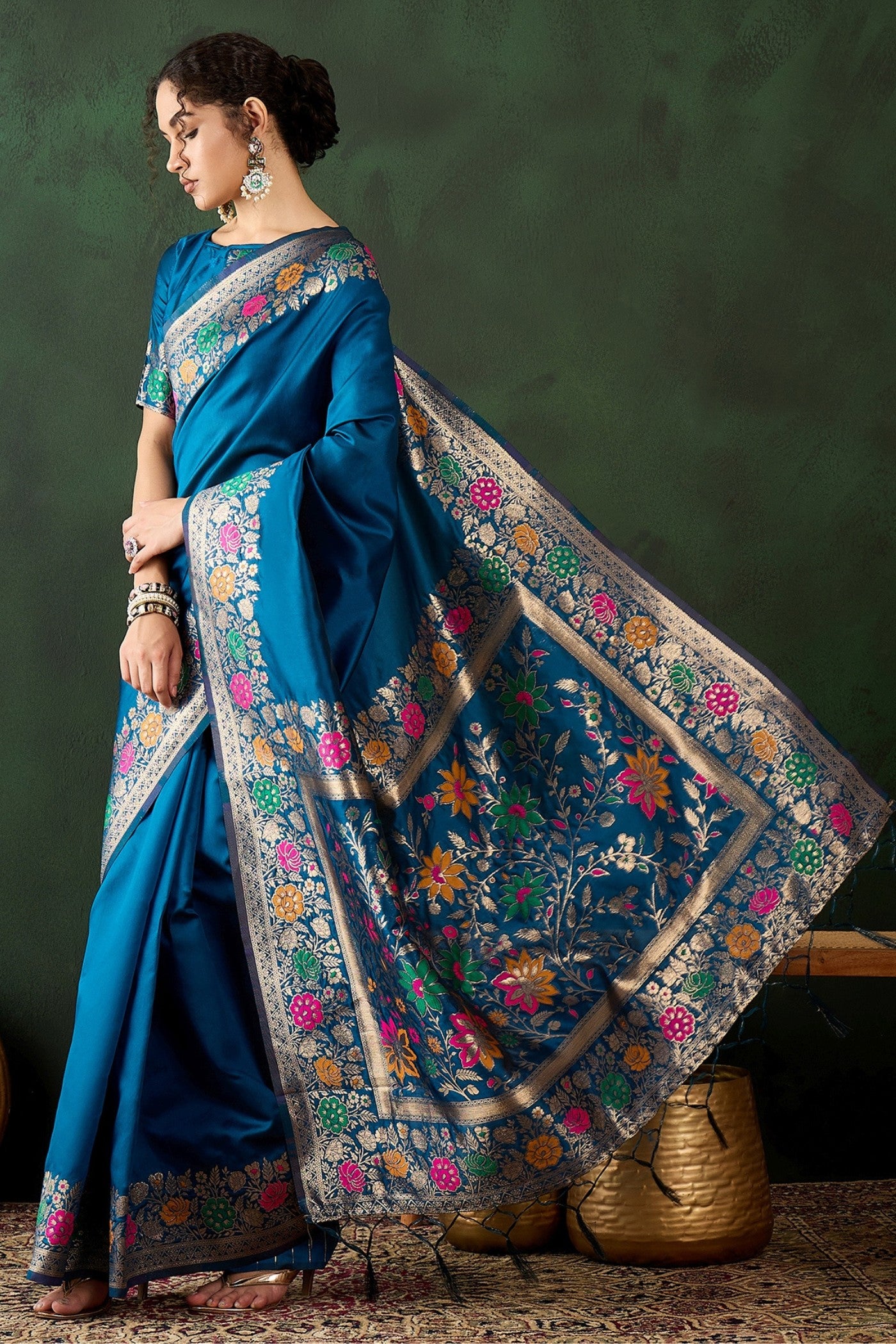 Buy MySilkLove Royal Blue Blue Banarasi Designer Saree Online